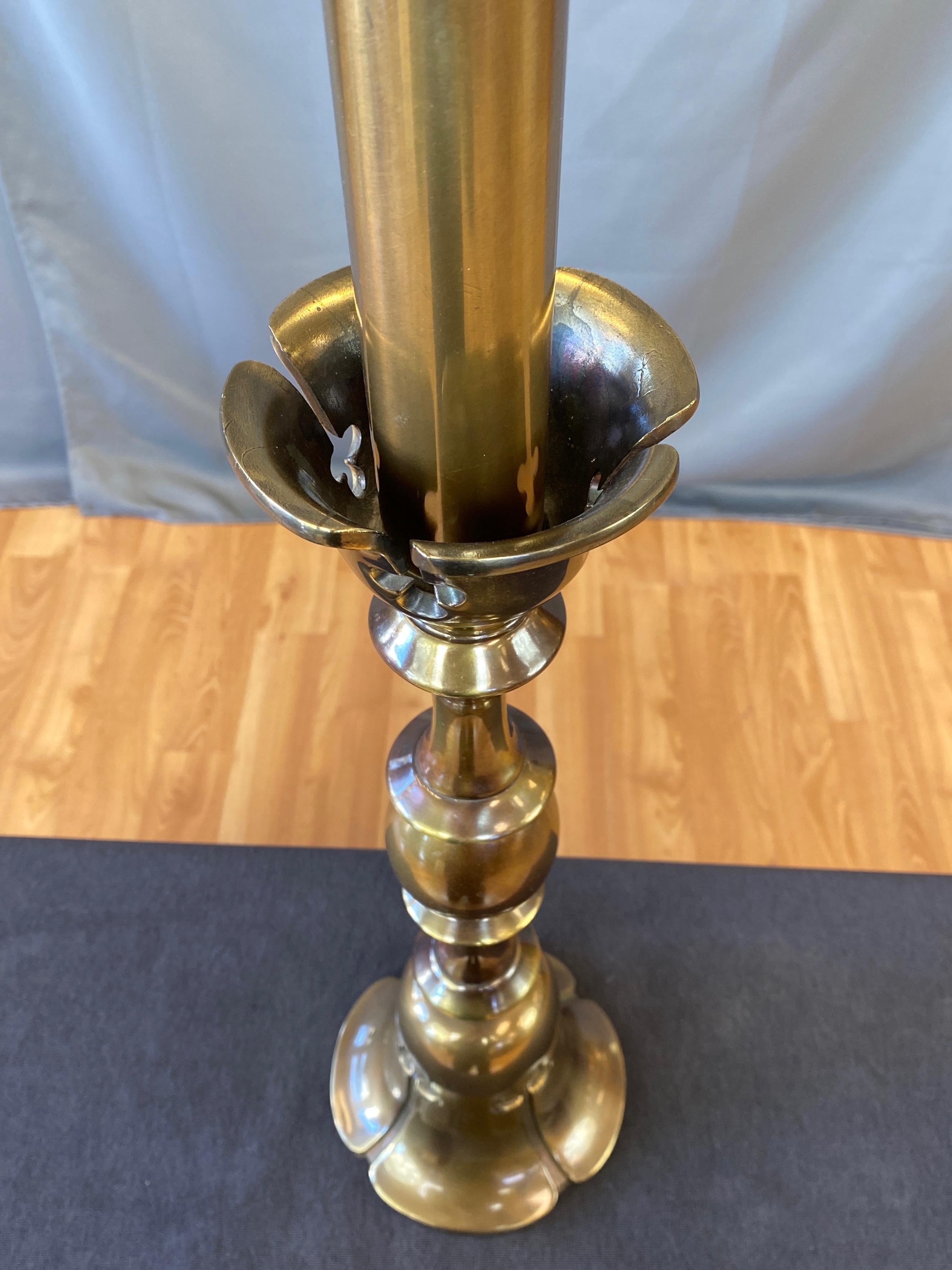 Rembrandt Extra-Tall Trefoil Motif Brass Table Lamp, 1950s 6