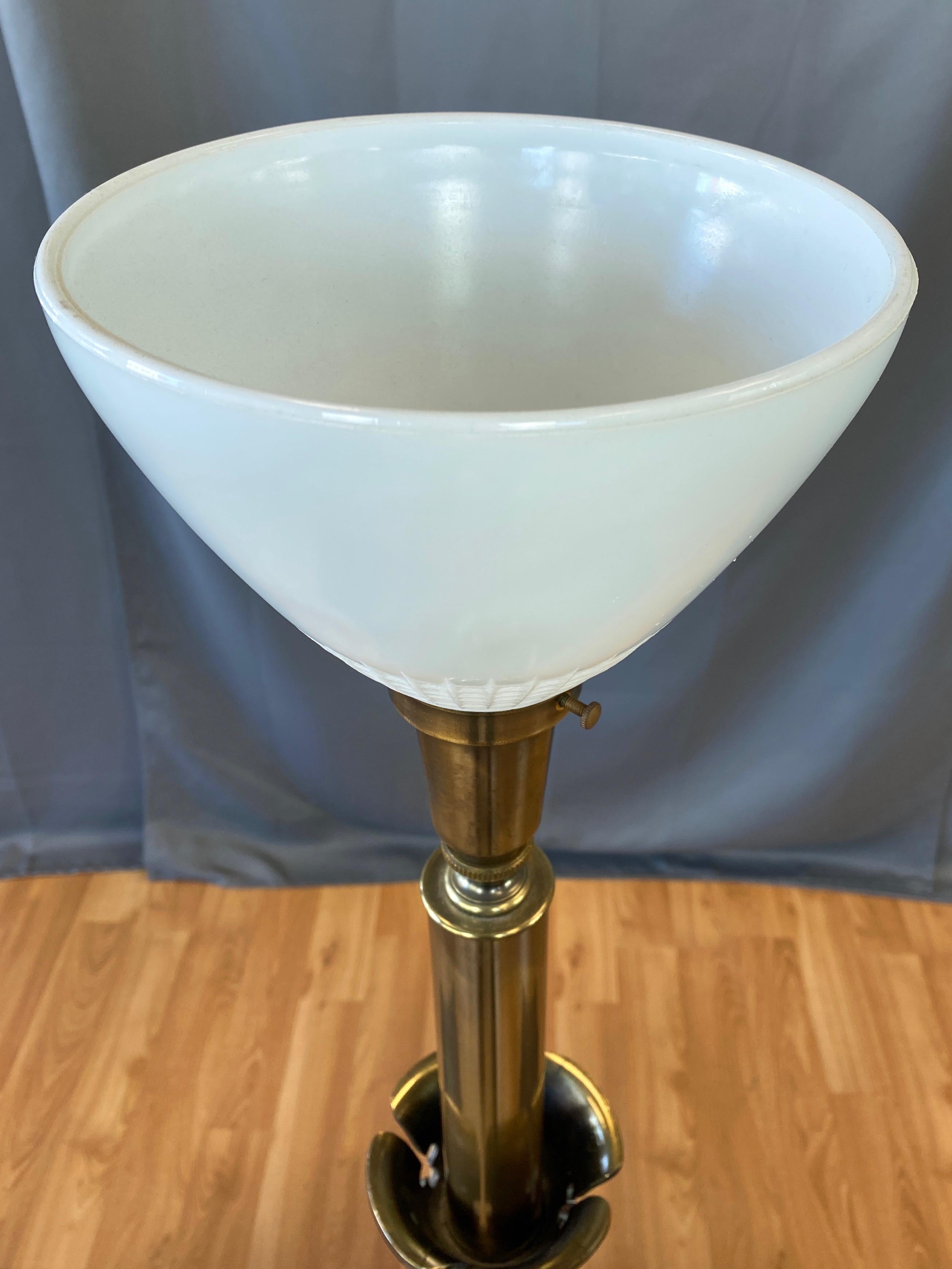 Rembrandt Extra-Tall Trefoil Motif Brass Table Lamp, 1950s 7