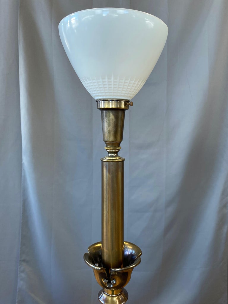 Rembrandt ExtraTall Trefoil Motif Brass Table Lamp, 1950s at 1stDibs