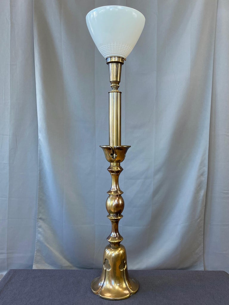 Rembrandt ExtraTall Trefoil Motif Brass Table Lamp, 1950s at 1stDibs