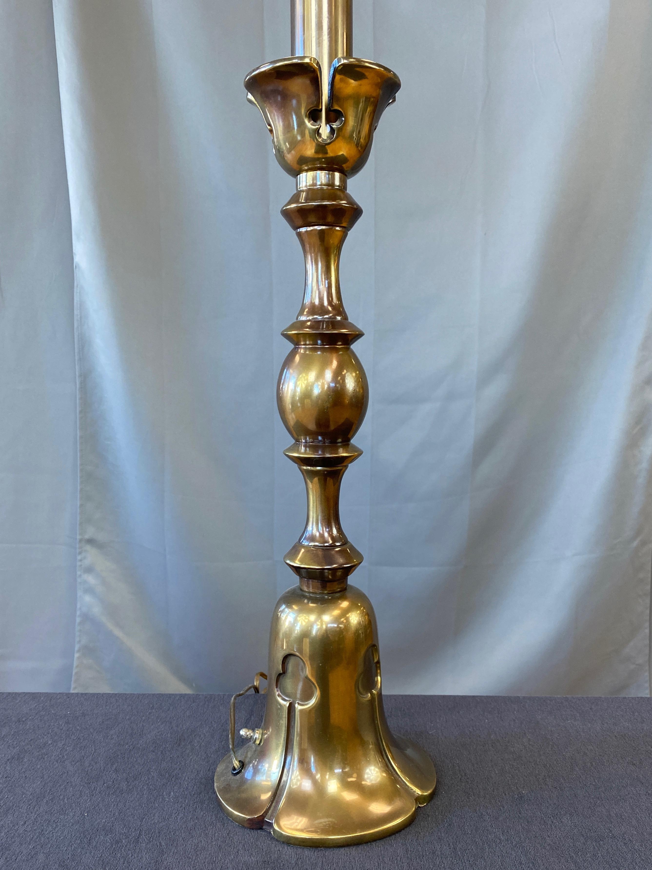 Rembrandt Extra-Tall Trefoil Motif Brass Table Lamp, 1950s 2