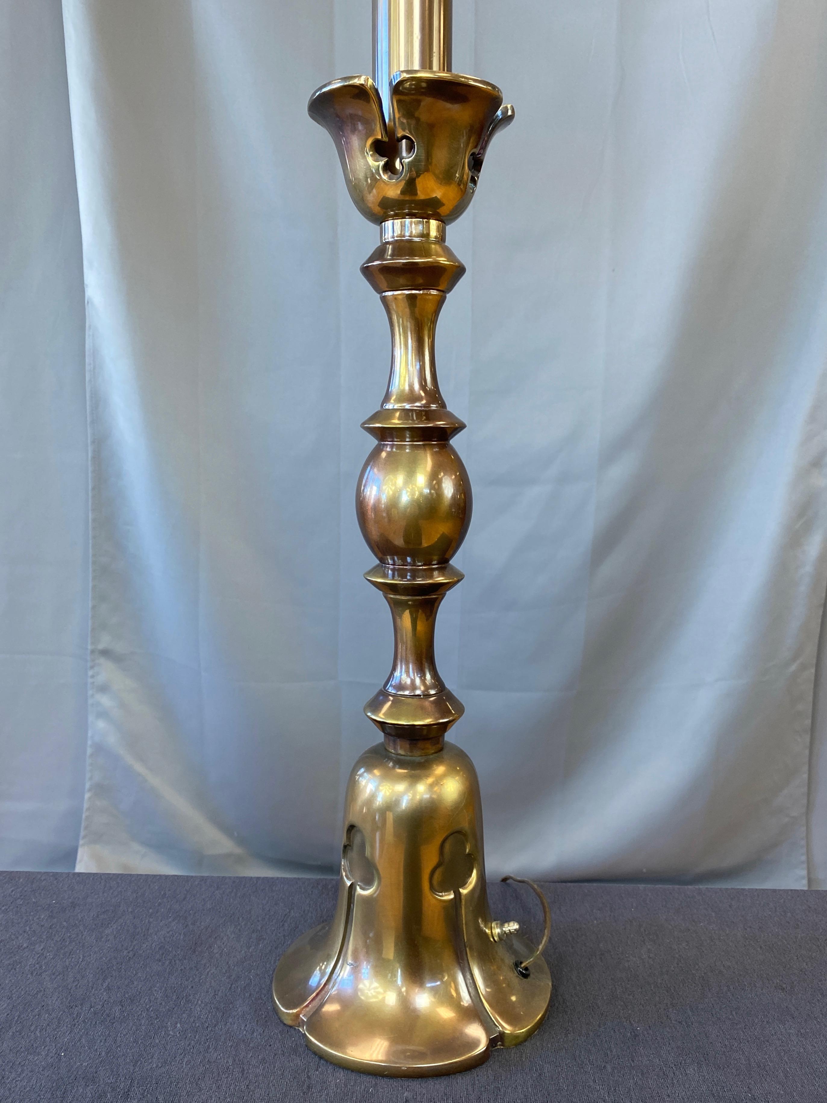 Rembrandt Extra-Tall Trefoil Motif Brass Table Lamp, 1950s 3