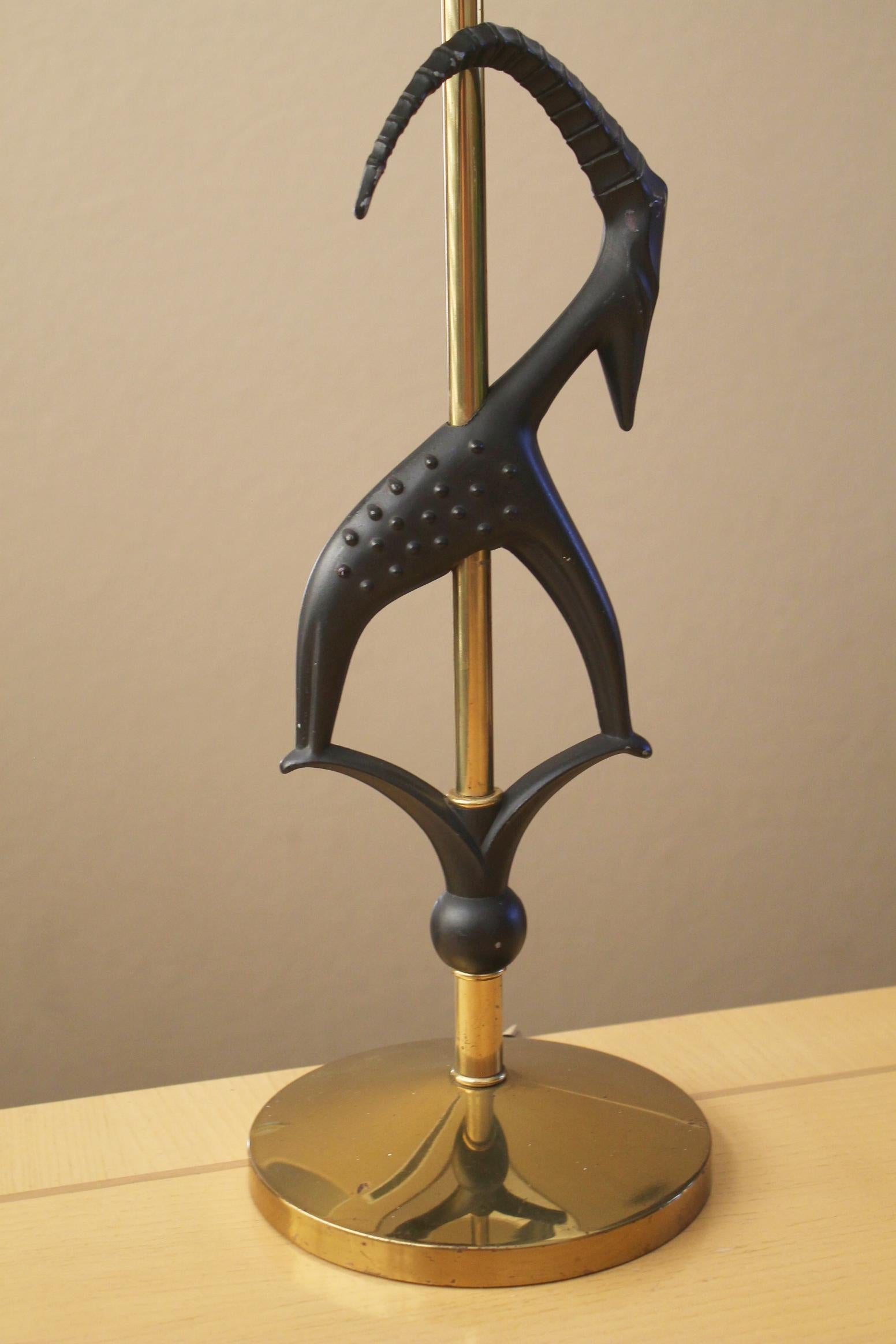 Mid-Century Modern Rembrandt Mid Century Modern Table Lamp! Swiss Banker Decor! Goat Horn MCM 1950s For Sale