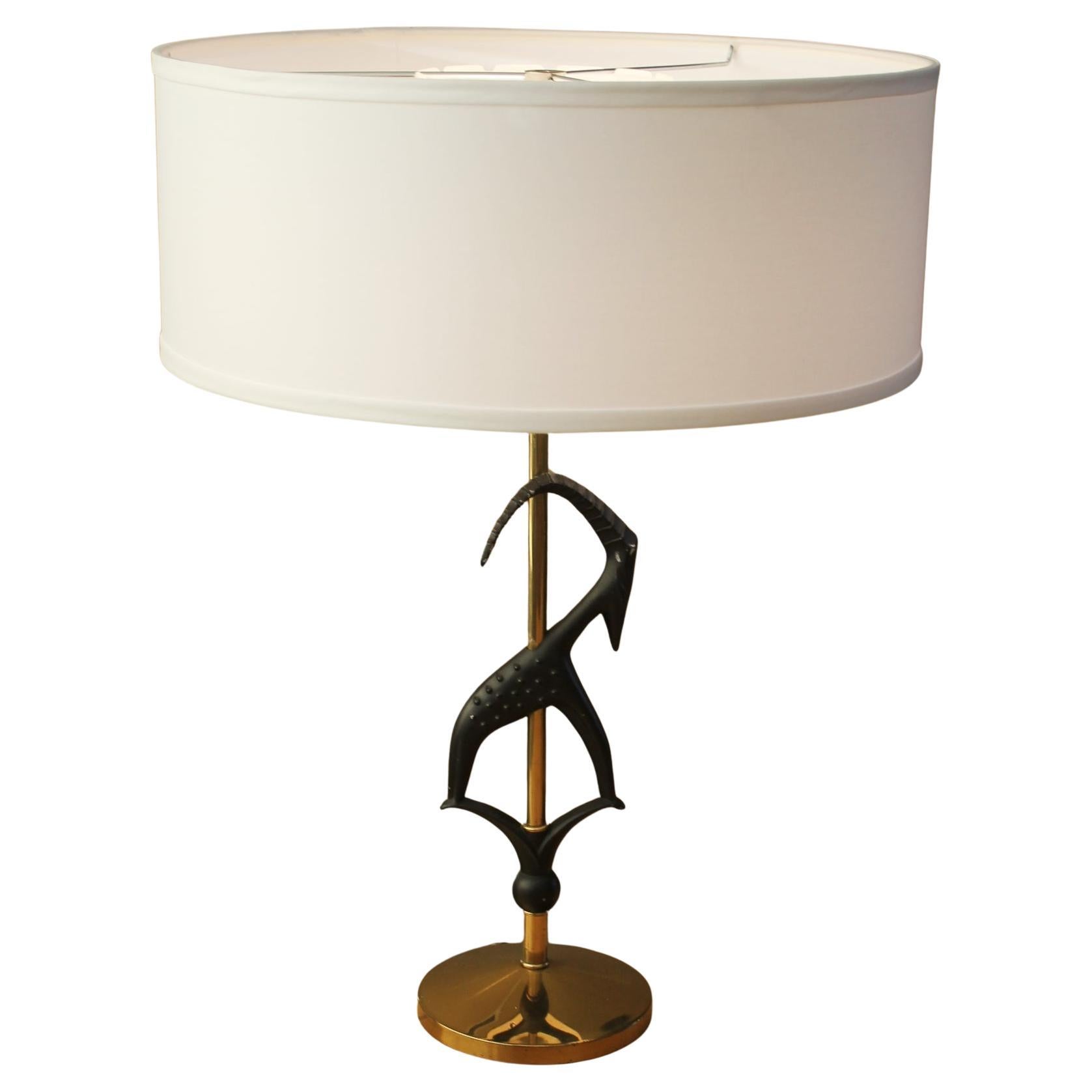 Rembrandt Mid Century Modern Table Lamp! Swiss Banker Decor! Goat Horn MCM 1950s