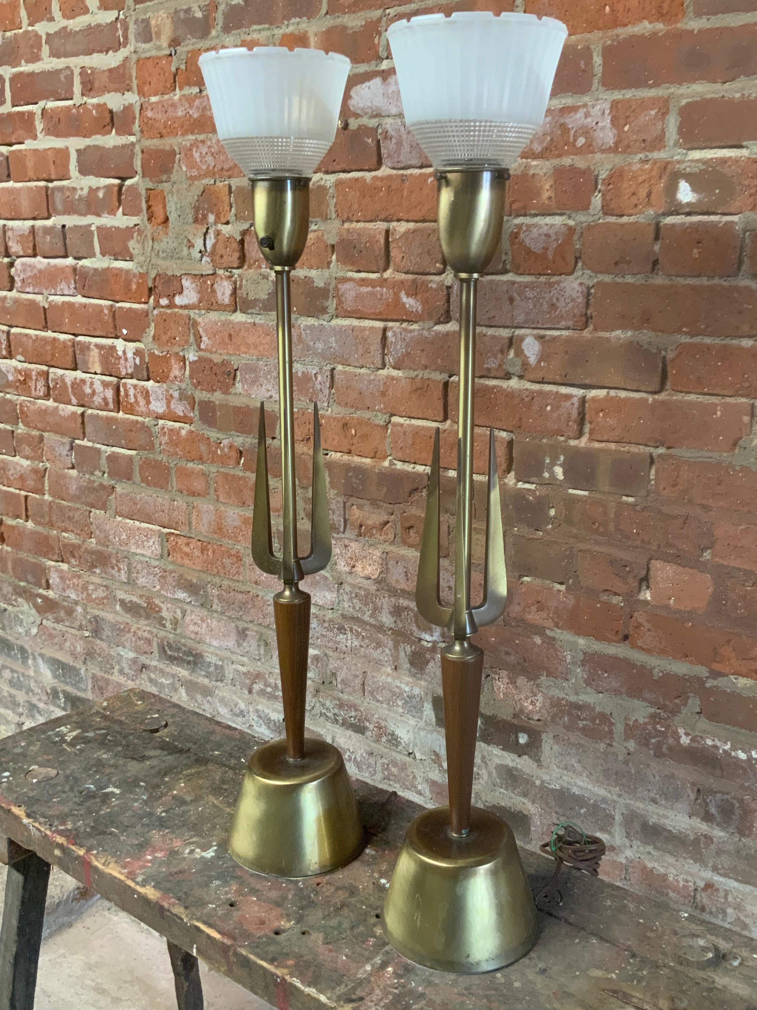 American Rembrandt Mid-Century Modern Triton Table Lamps, A Pair