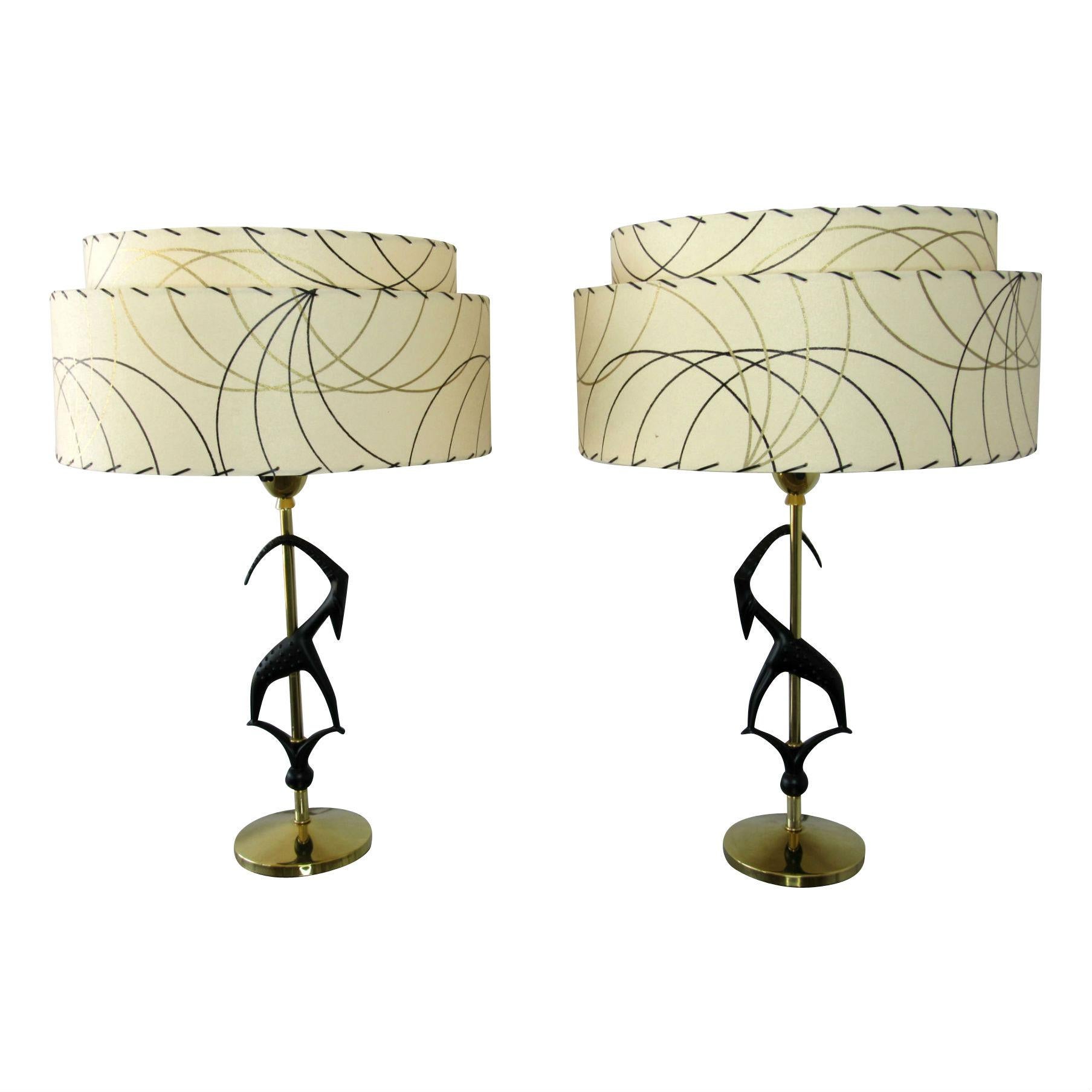 Brass Rembrandt Midcentury Gazelle Table Lamps For Sale