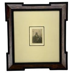 Rembrandt St. Jerome Kneeling in Prayer Signed Etching Framed, Early 17th C