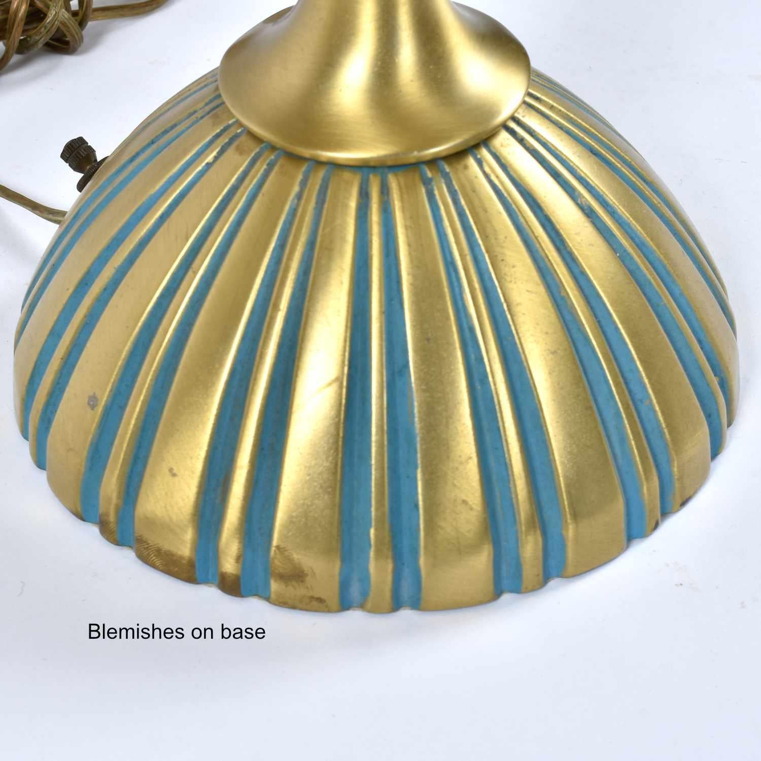 Rembrandt Teal and Gold Hourglass Shaped Midcentury Table Lamp For Sale 4