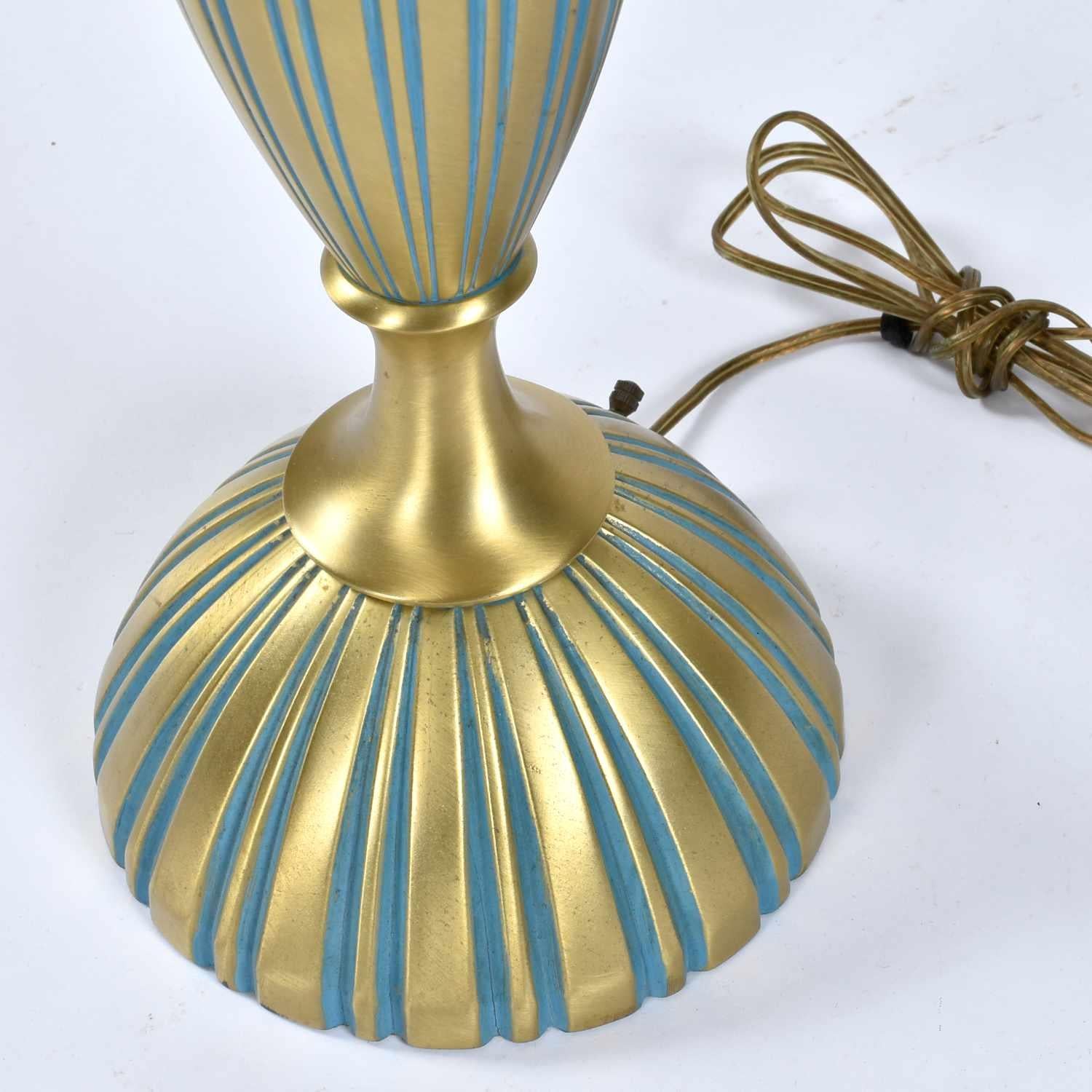 Rembrandt Teal and Gold Hourglass Shaped Midcentury Table Lamp For Sale 7