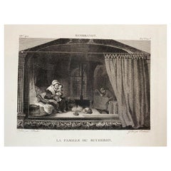 Rembrandt: „Die Bucheron-Familie“, Kupferstich von J.Oorman, 19. Jahrhundert
