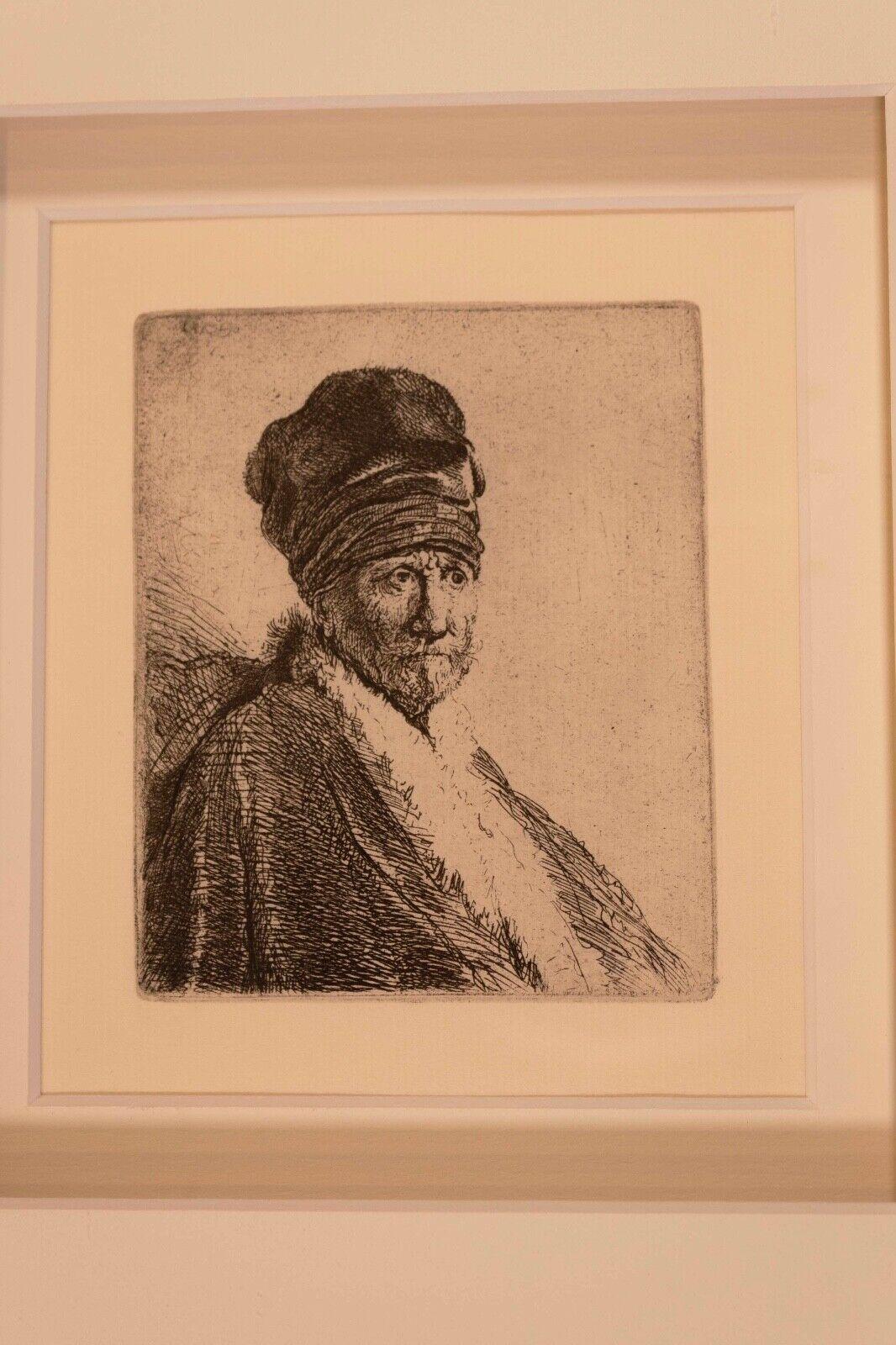 Mid-17th Century Rembrandt Van Rijn Bust of a Man 1630 Etching Millenium Edition Framed For Sale