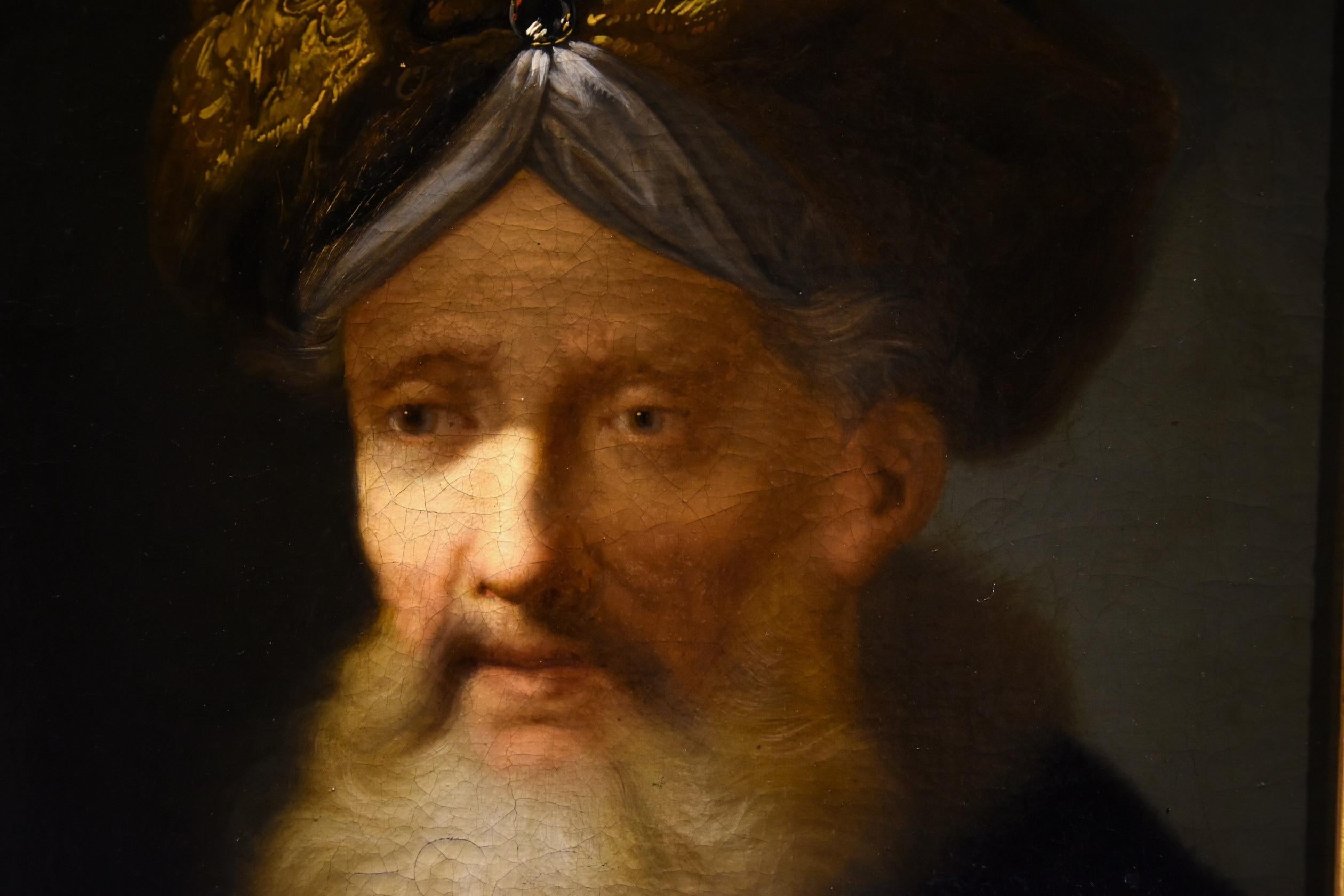 Portrait Man Rembrandt Paint Oil on canvas Old master 17/18th Century Flemish 7