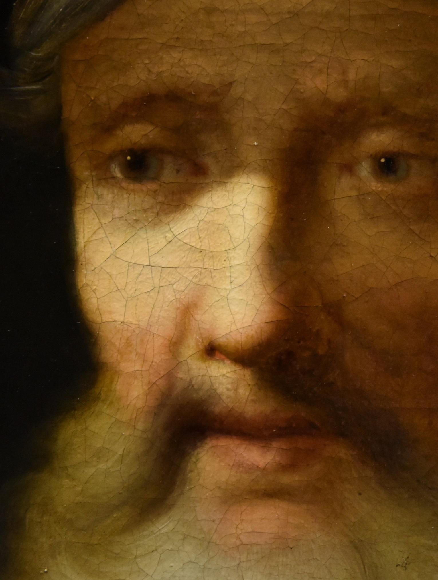 Portrait Man Rembrandt Paint Oil on canvas Old master 17/18th Century Flemish 2