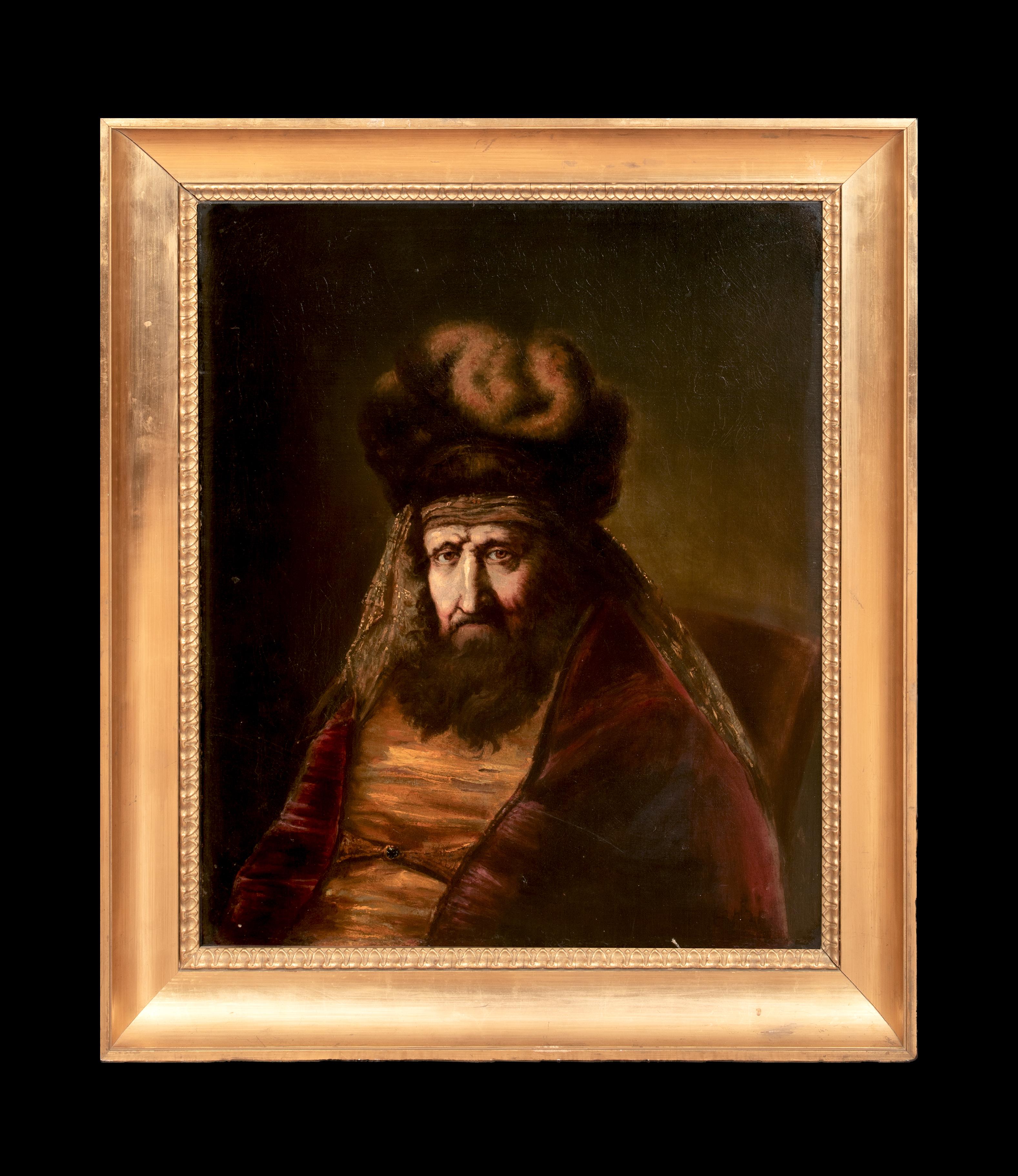 Portrait Of Haman From the Book Of Esther, 19th Century  School of REMBRANDT - Painting by Rembrandt van Rijn