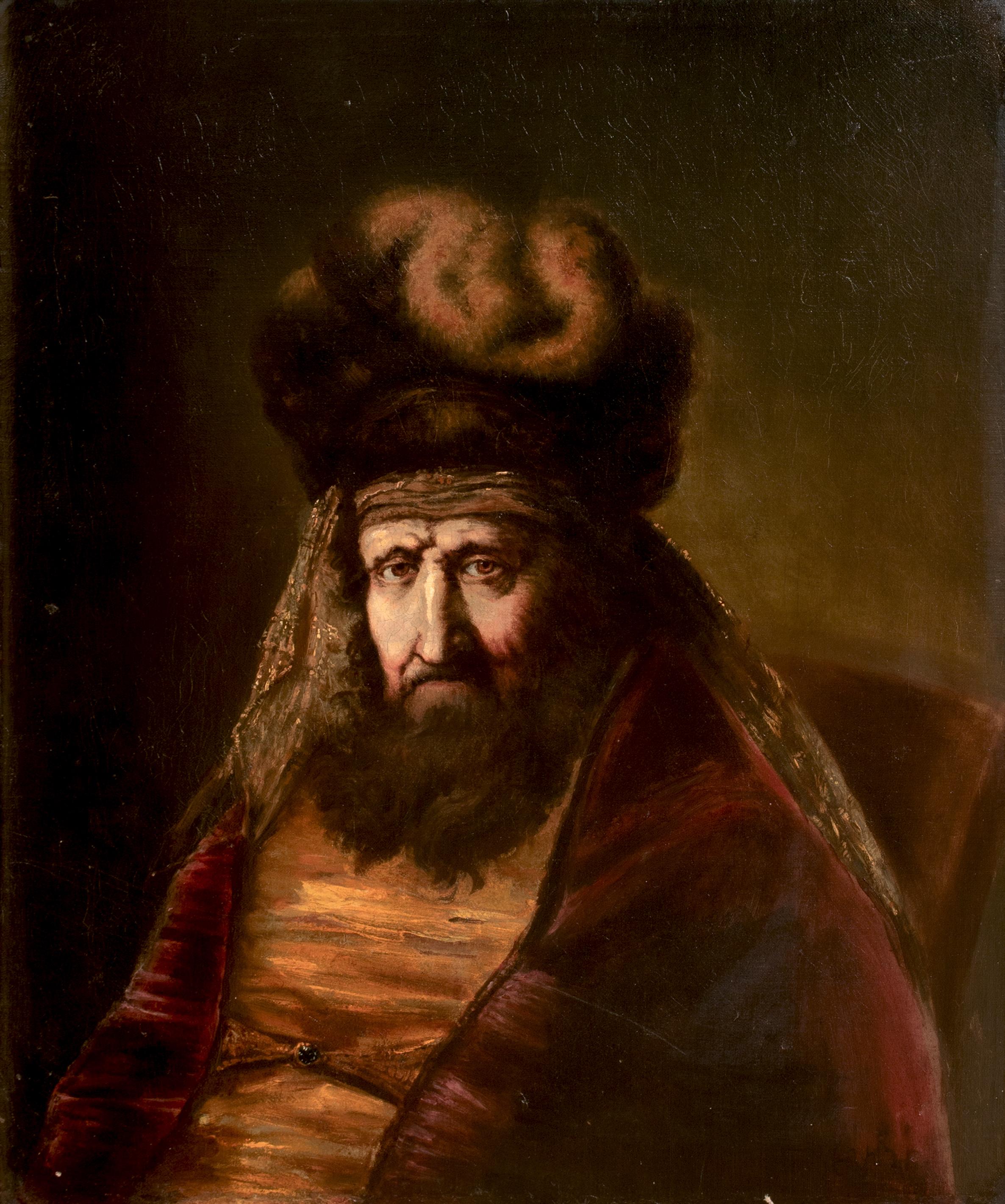 Portrait Of Haman From the Book Of Esther, 19th Century  School of REMBRANDT - Black Portrait Painting by Rembrandt van Rijn