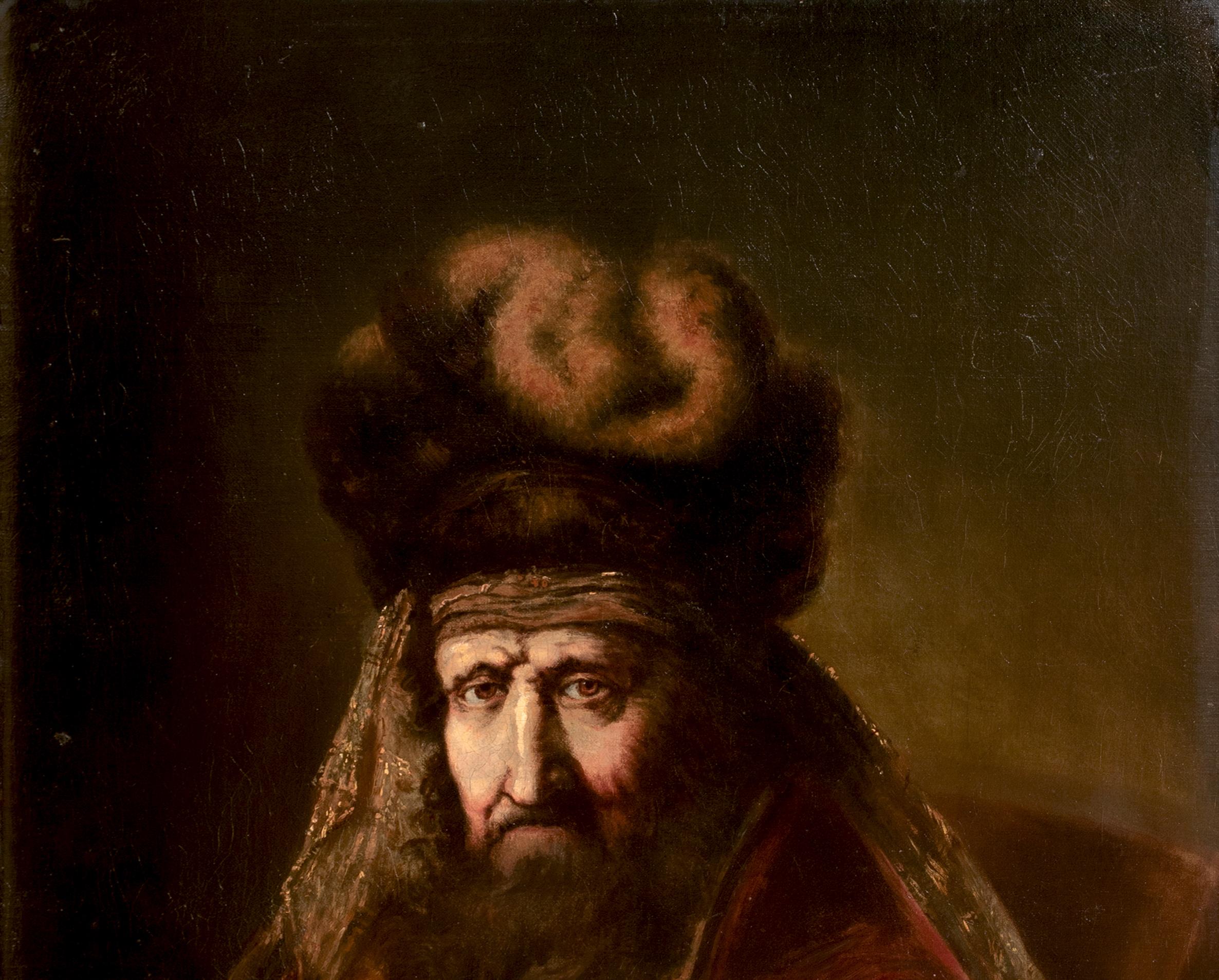 Portrait Of Haman From the Book Of Esther, 19th Century  School of REMBRANDT For Sale 3