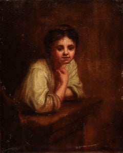 Rembrandt – Ölgemälde aus dem 19. Jahrhundert, „Mädchen am Fenster“