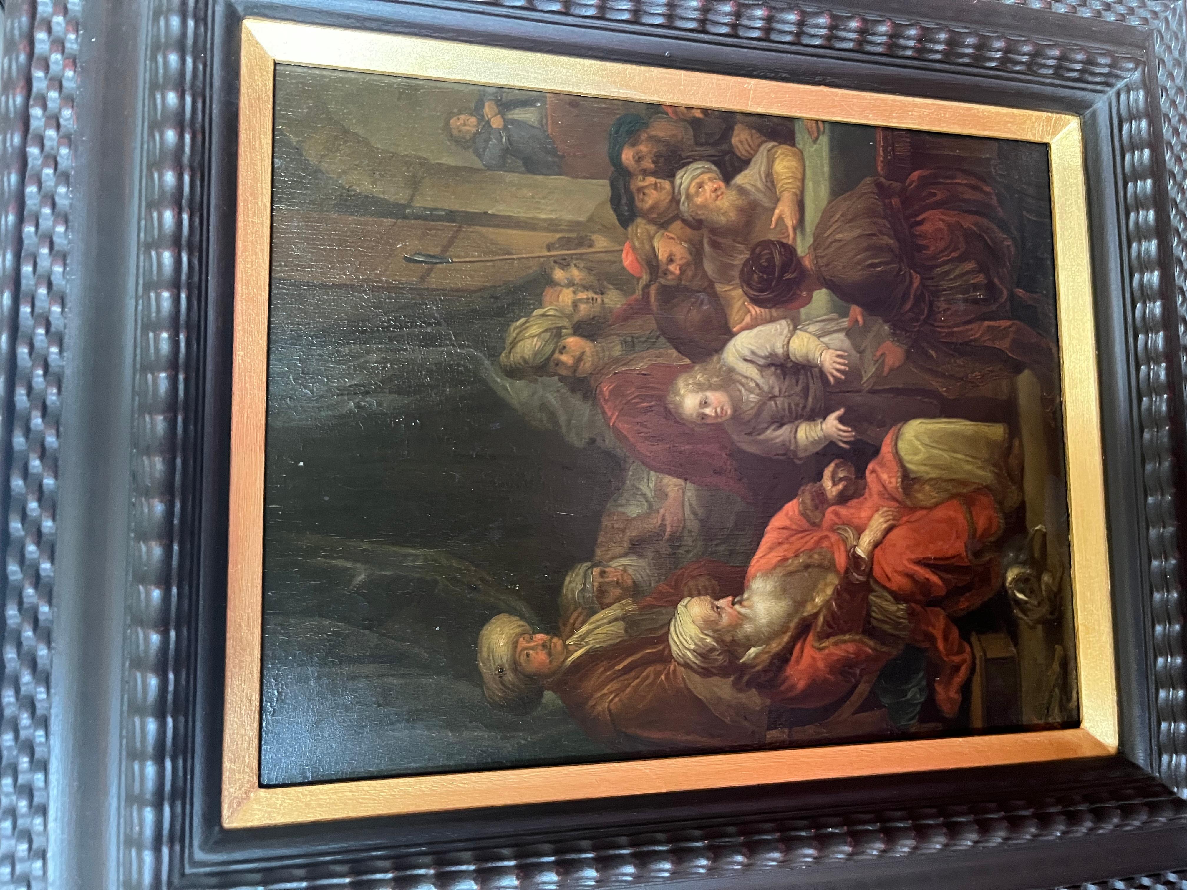 Peinture à l'huile biblique du XVIIe siècle Joseph raconte son rêve en vente 6