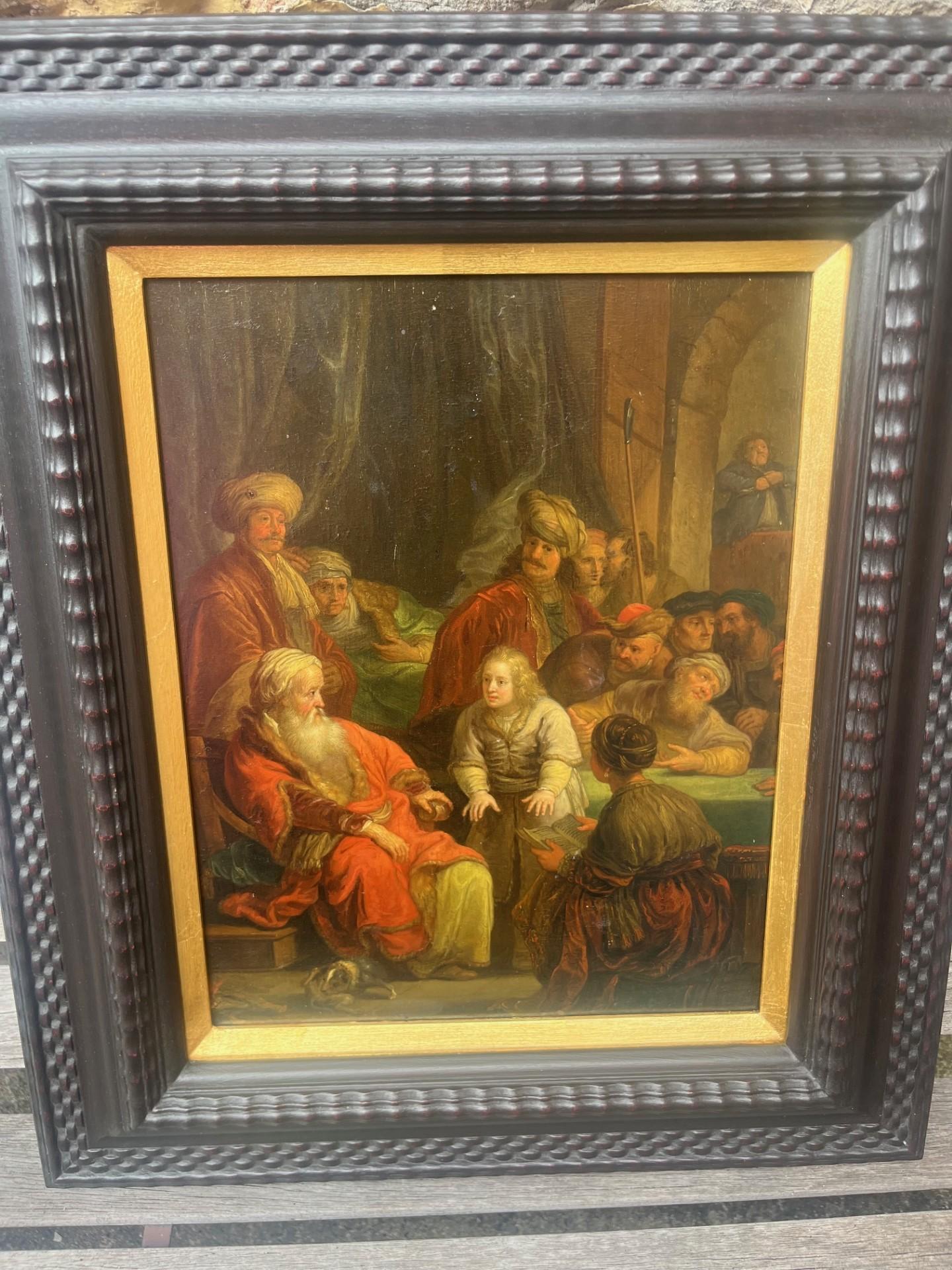 Óleo bíblico del siglo XVII del Viejo Maestro José cuenta su Sueño - Figurative Painting Marrón de Rembrandt van Rijn