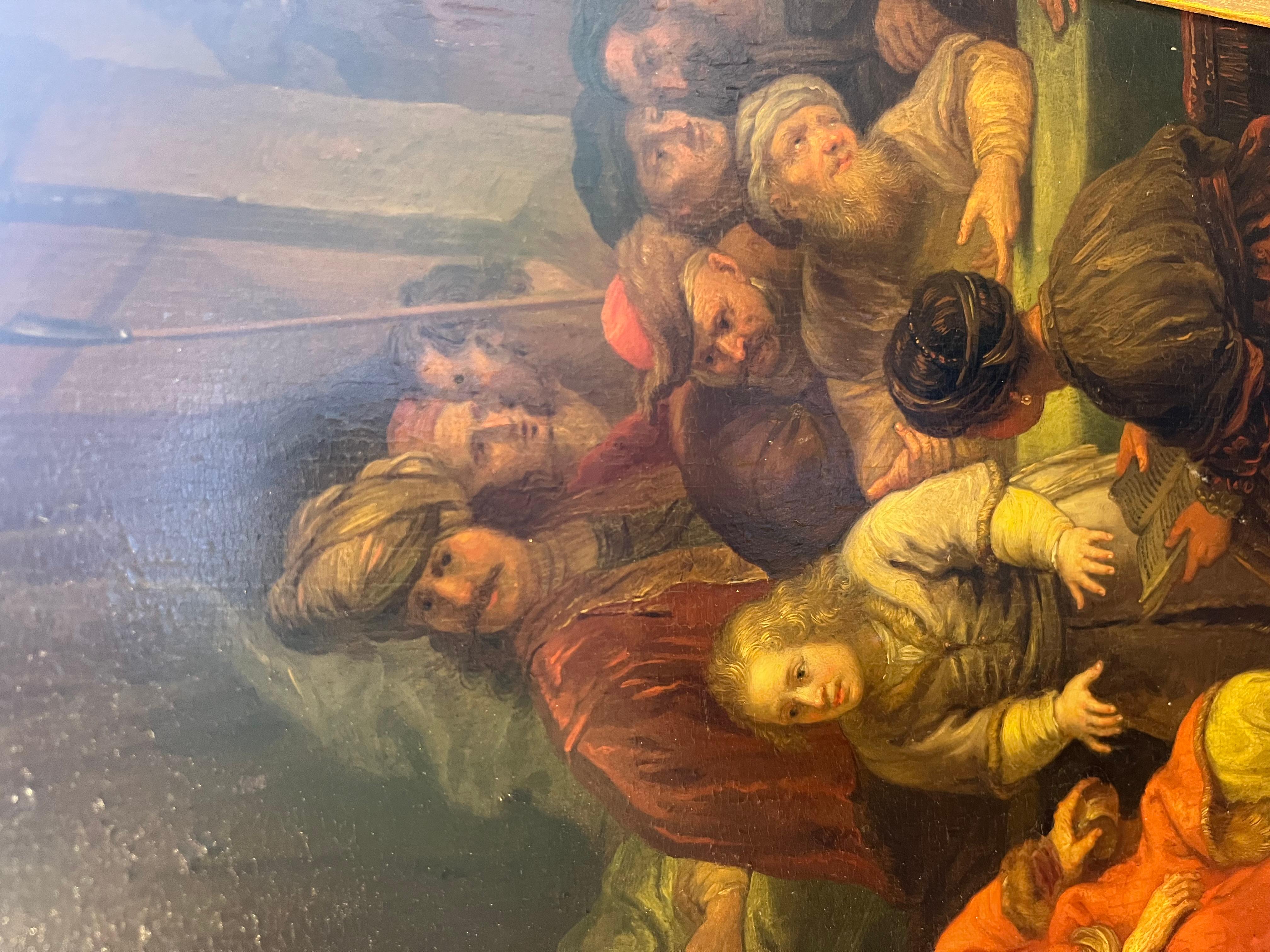 Peinture à l'huile biblique du XVIIe siècle Joseph raconte son rêve en vente 3