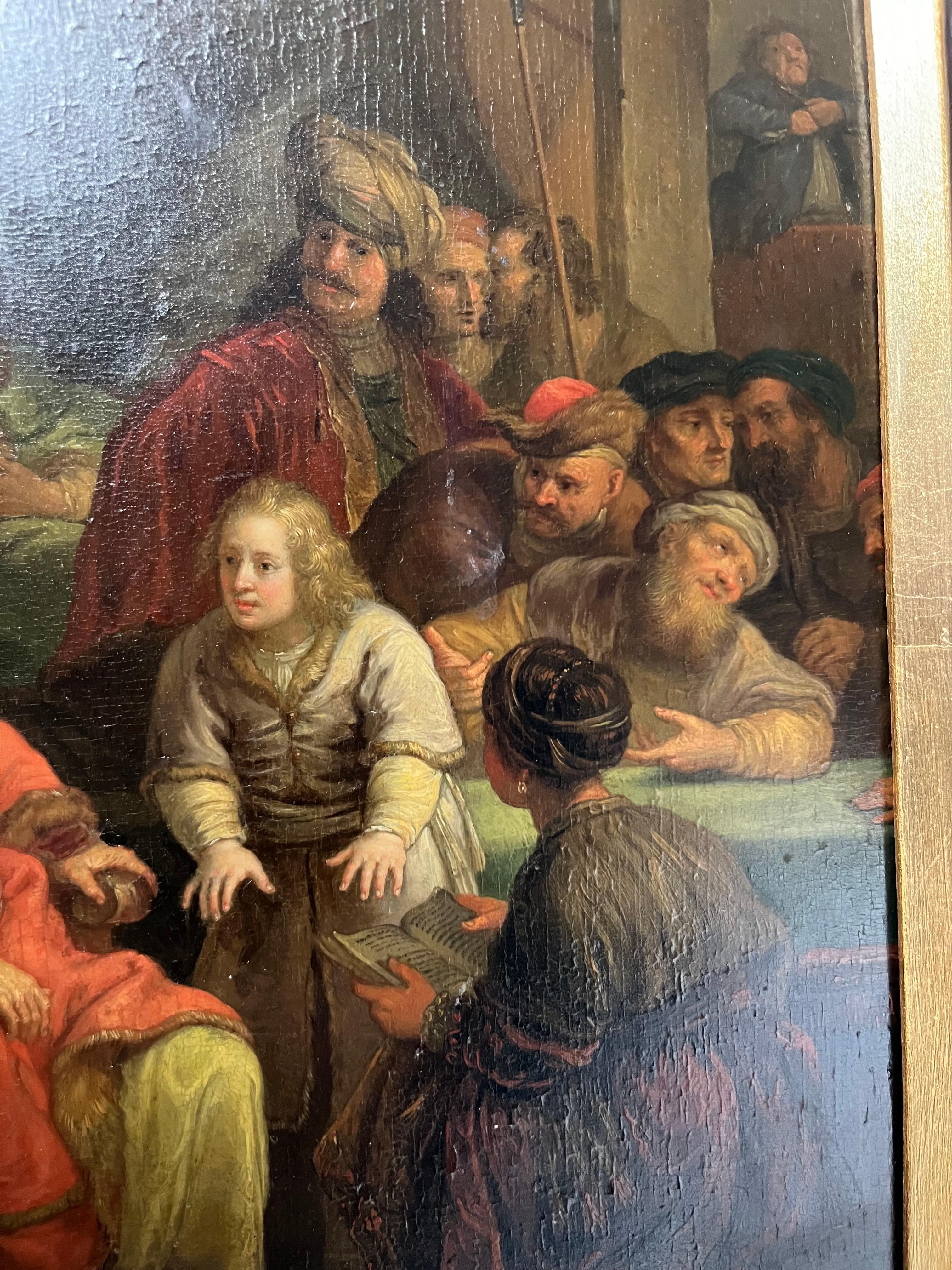Peinture à l'huile biblique du XVIIe siècle Joseph raconte son rêve en vente 4