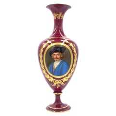 Rembrandt van Rijn Portrait on Old Vienna Porcelain Vase, 19th Century