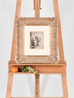 A blind lyreman with his family begging at a house - Rembrandt - Dutch - Etching