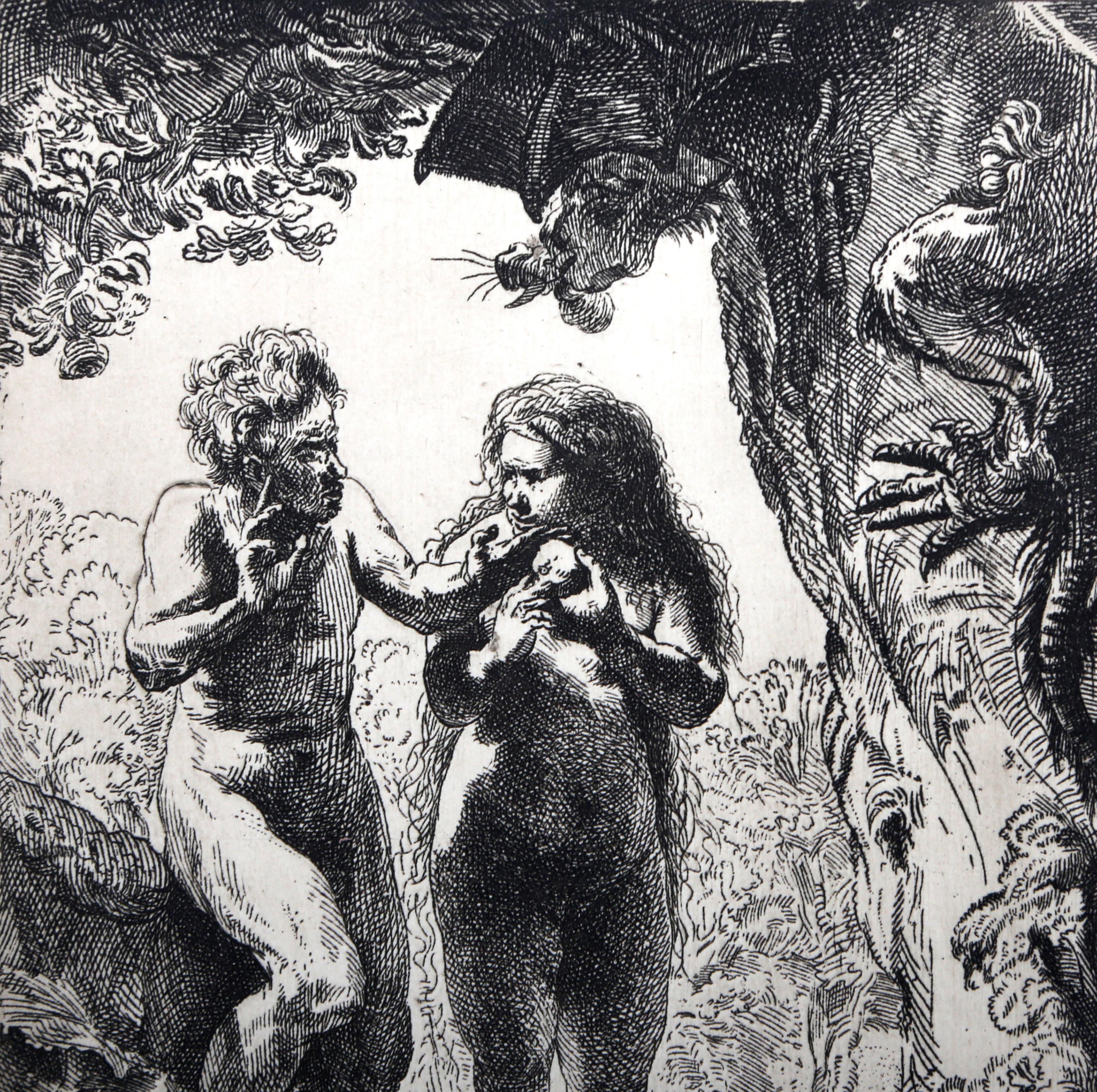 Adam and Eve (B28), Etching by Rembrandt van Rijn For Sale 1
