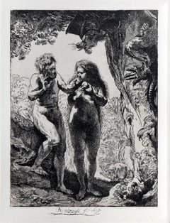 Antique Adam and Eve (B28), Etching by Rembrandt van Rijn