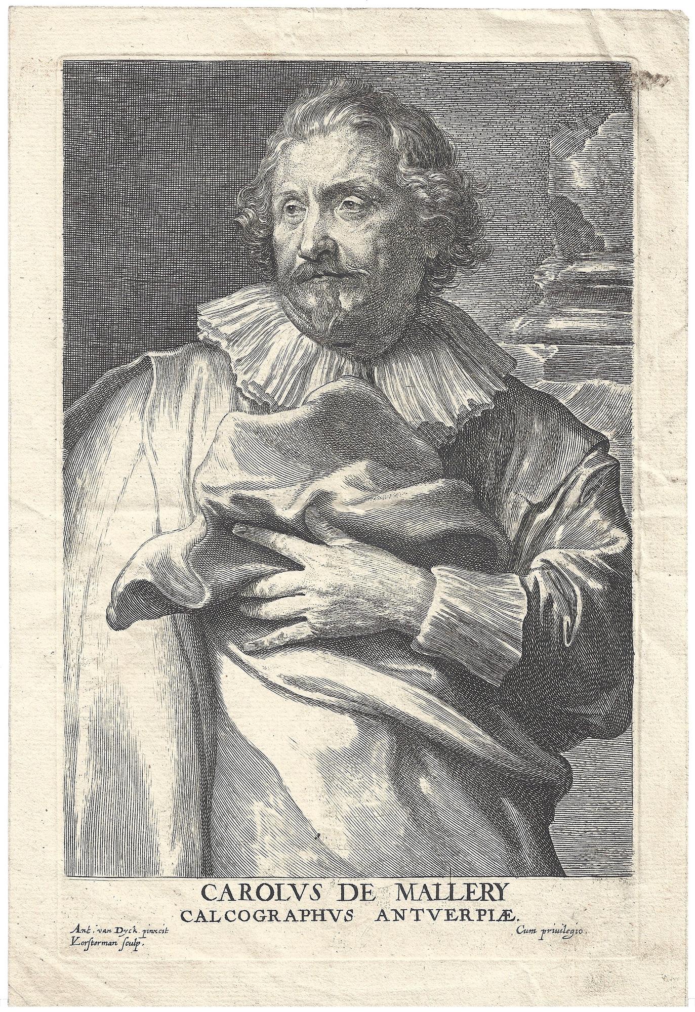 Rembrandt van Rijn Portrait Print - Carolus de Mallery, by Lucas Vorsetman the Elder after van Dyck