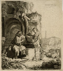 Christ and the Woman of Samaria Among Ruins by James Bretherton after Rembrandt