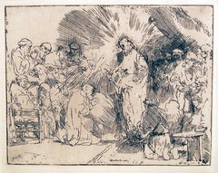Antique Christ Appearing to the Apostles, Etching by Rembrandt van Rijn