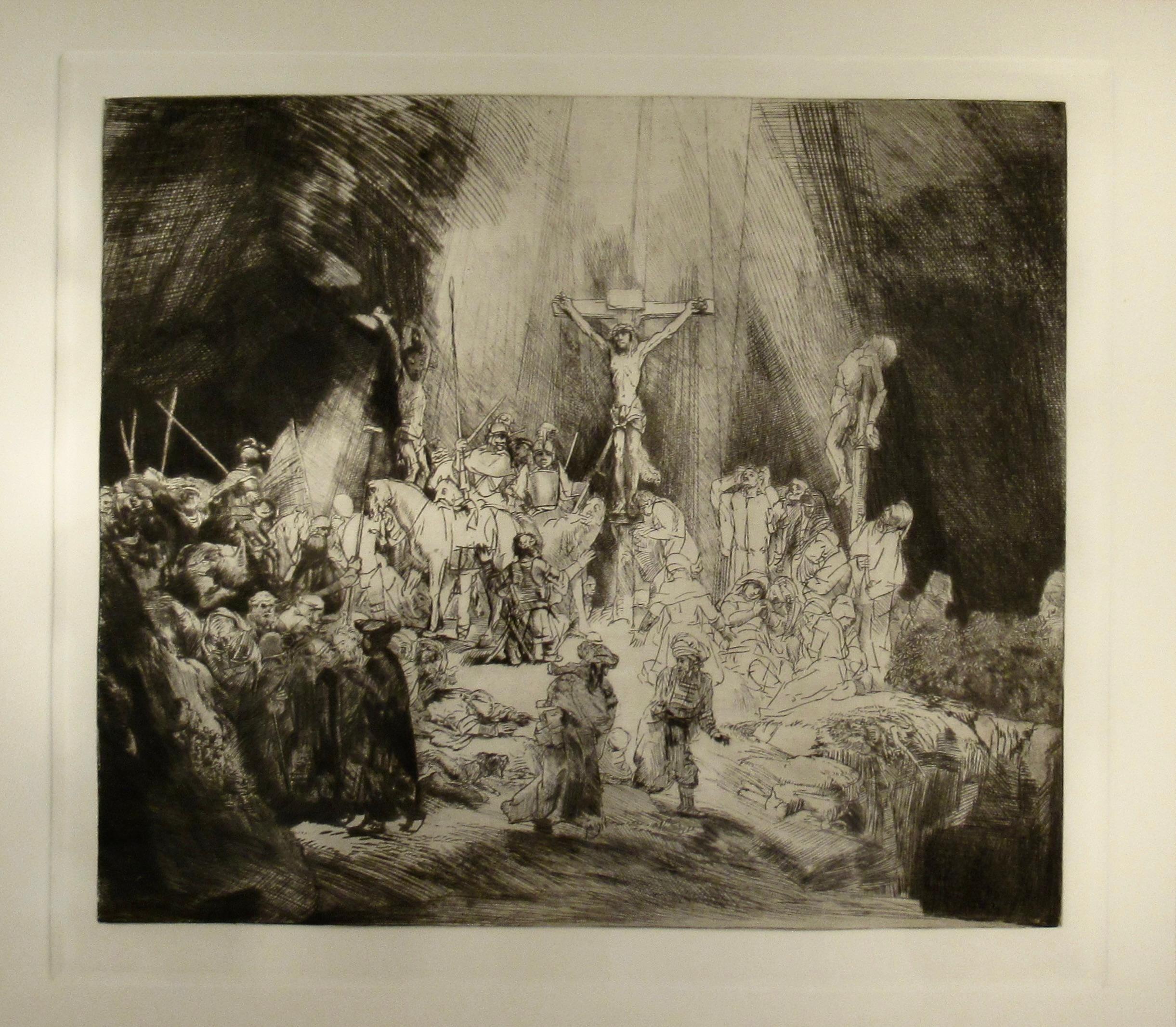 Christ Crucified Between the Two Thieves - Print by Rembrandt van Rijn