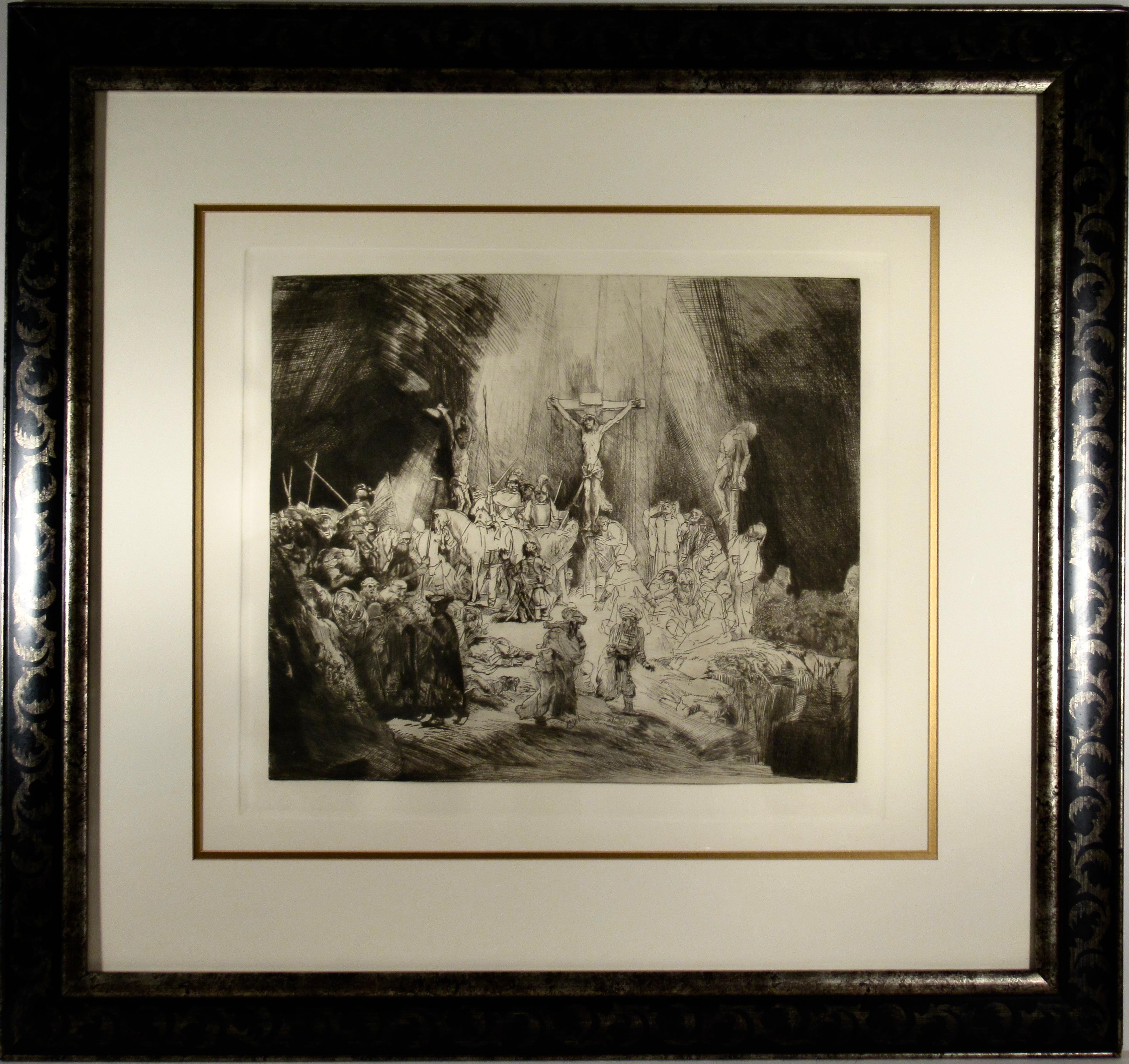 Rembrandt van Rijn Figurative Print - Christ Crucified Between the Two Thieves