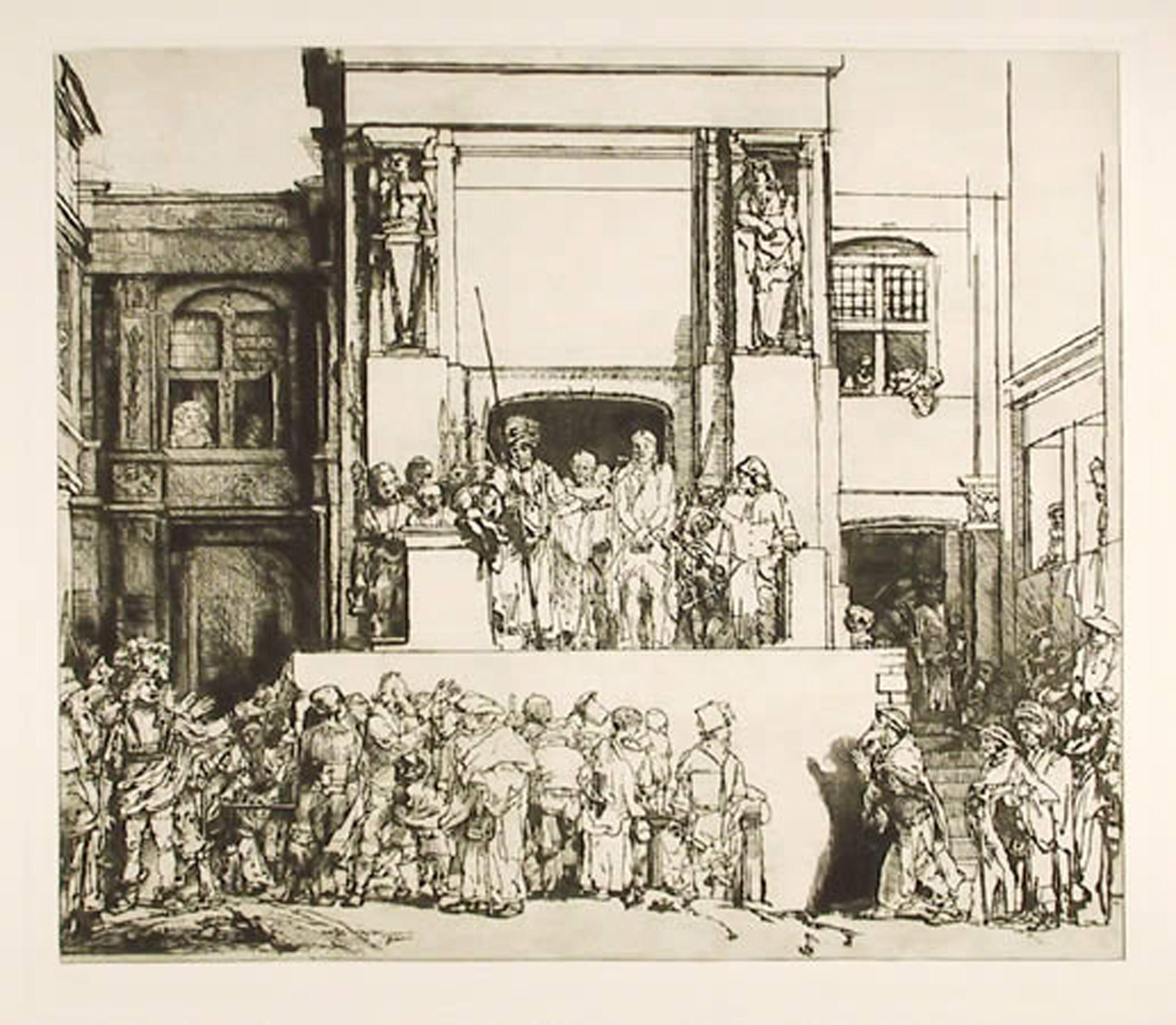  Rembrandt van Rijn, After by Amand Durand, Dutch (1606 - 1669) - Christ presented to the people, Year: of Original 1655, Medium: Etching, Image Size: 15.5 x 18 inches, Size: 22  x 25 in. (55.88  x 63.5 cm), Printer: Amand Durand, Description: