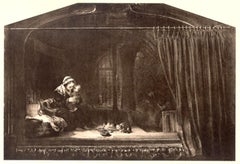 Heiligie Familie, Old Masters Photogravure Etching by Rembrandt van Rijn