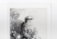 Jacob Caressing Benjamin, Etching by Rembrandt van Rijn