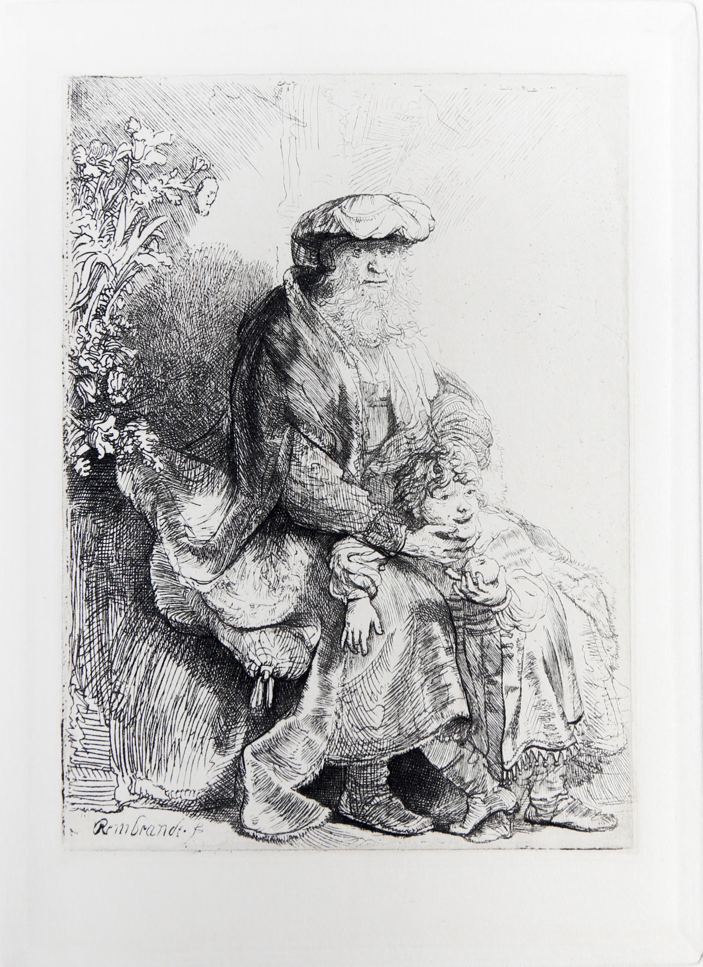  Rembrandt van Rijn, After by Amand Durand, Dutch (1606 - 1669) - Jacob Caressing Benjamin, Year: of Original: 1637, Medium: Etching, Image Size: 4.5 x 3.5 inches, Size: 12  x 10 in. (30.48  x 25.4 cm), Printer: Amand Durand, Reference: Bartsch 33,