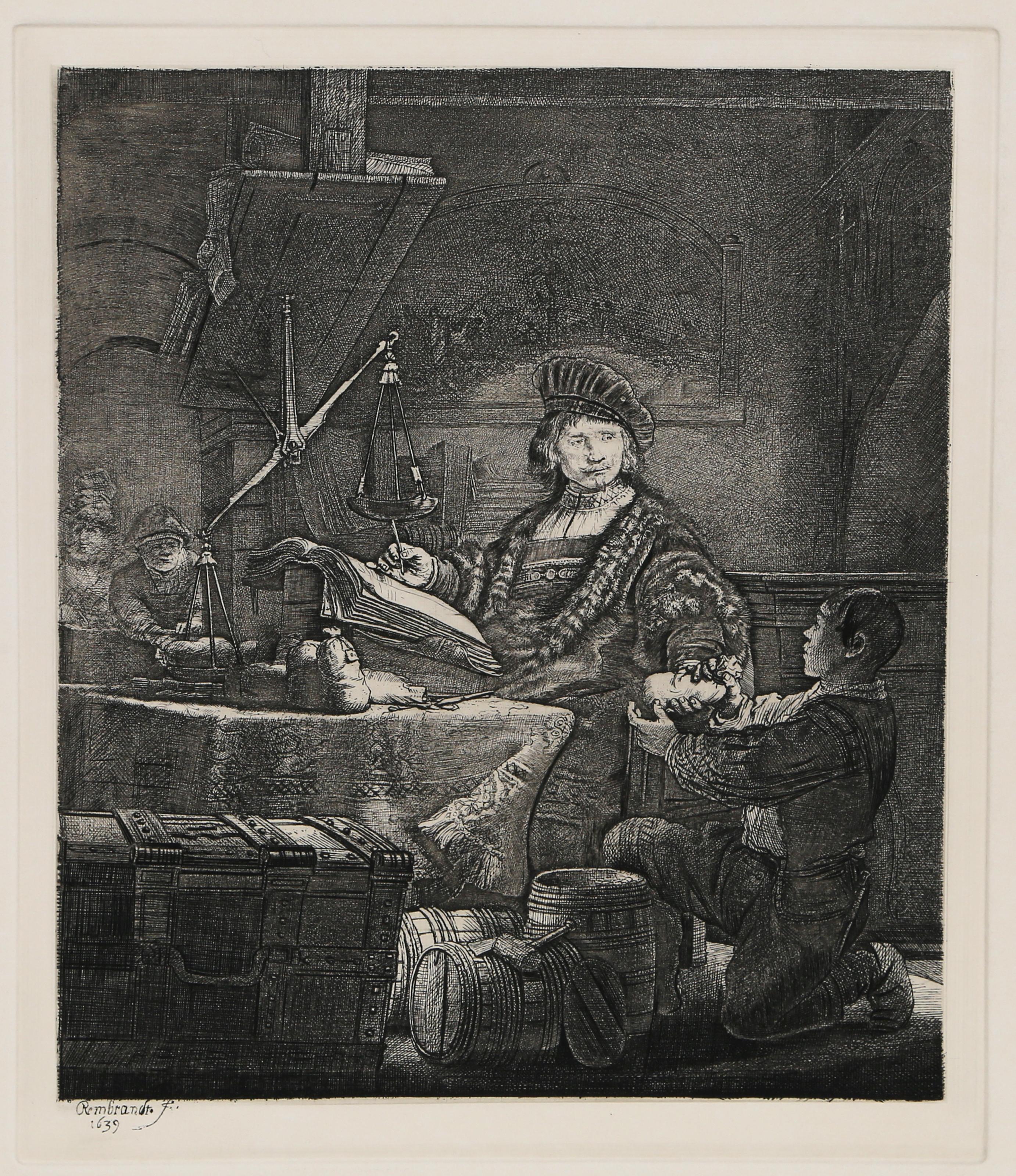 Jan Uytenbogaert (1606-84 ; The Goldweigher), gravure de Rembrandt van Rijn