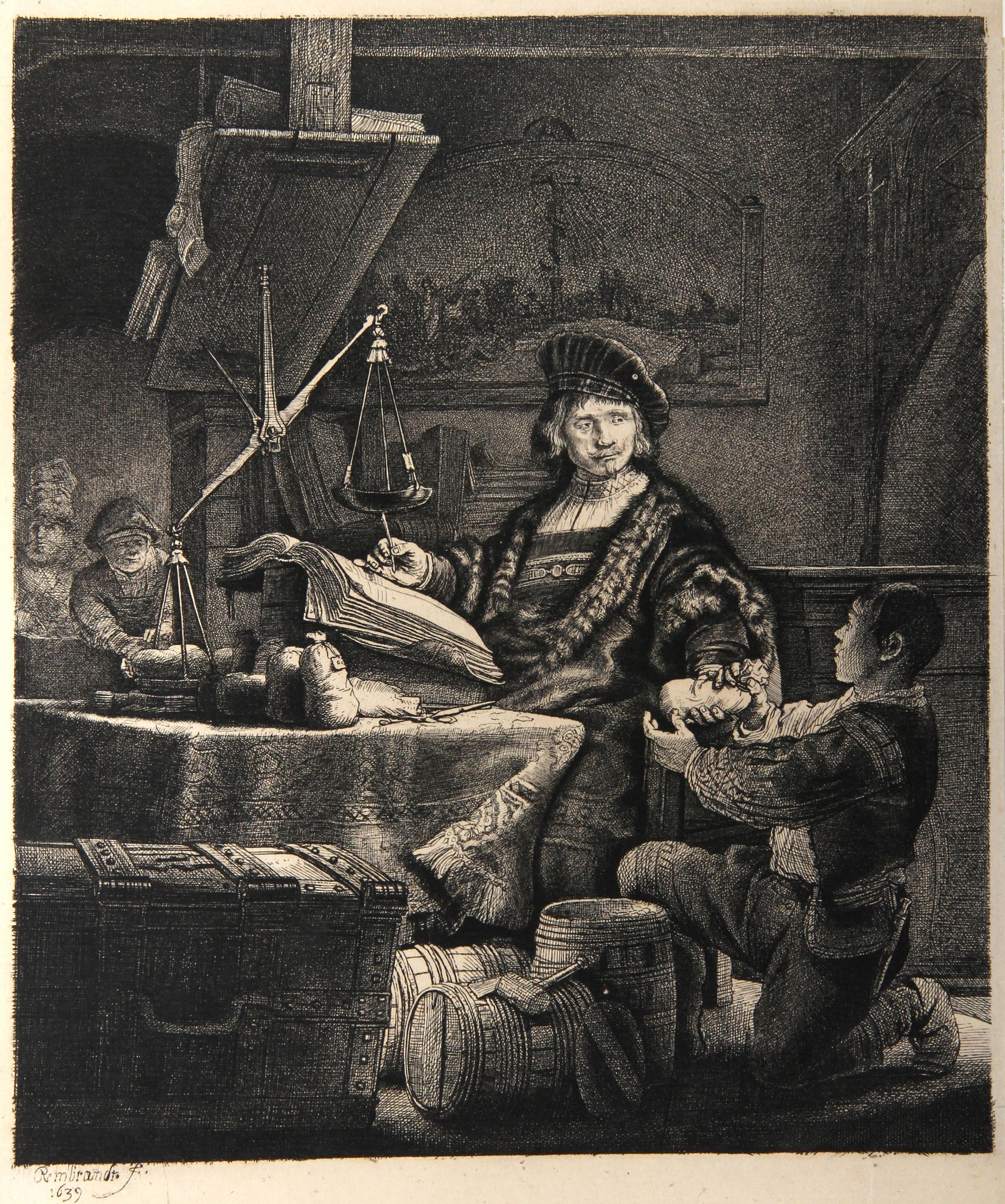 Jan Uytenbogaert dit le Peseur d'Or (B281), Heliogravure by Rembrandt van Rijn