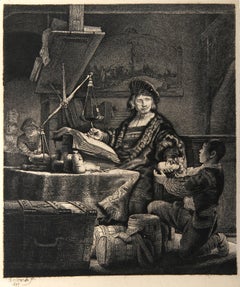Antique Jan Uytenbogaert dit le Peseur d'Or (B281), Heliogravure by Rembrandt van Rijn