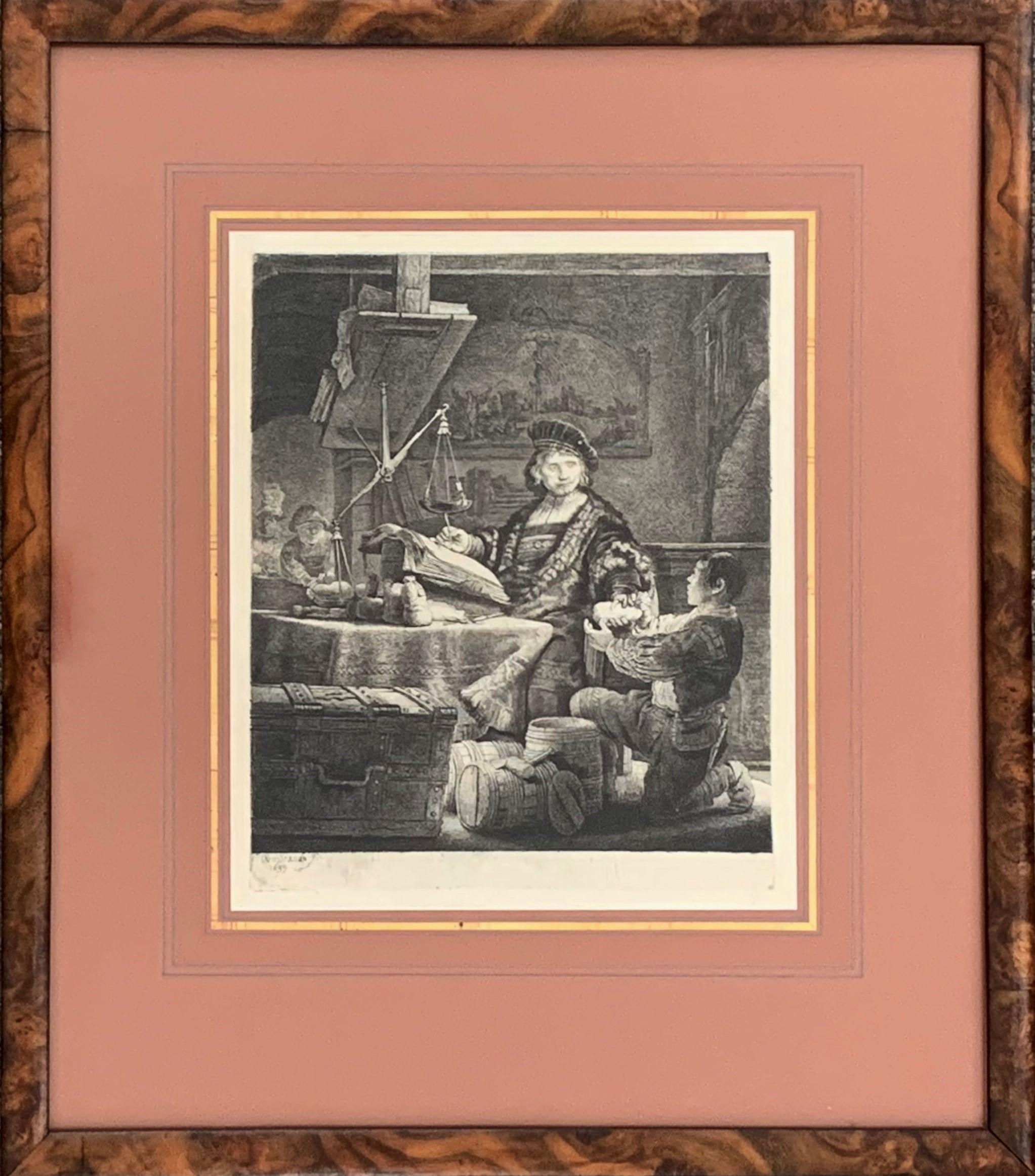 Jan Uytenbogaert, The Goldweigher - Print by Rembrandt van Rijn