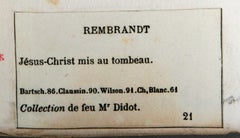 Jesus Christ Mis Au Tombeau (B86), héliogravure sur papier vergé de Rembrandt