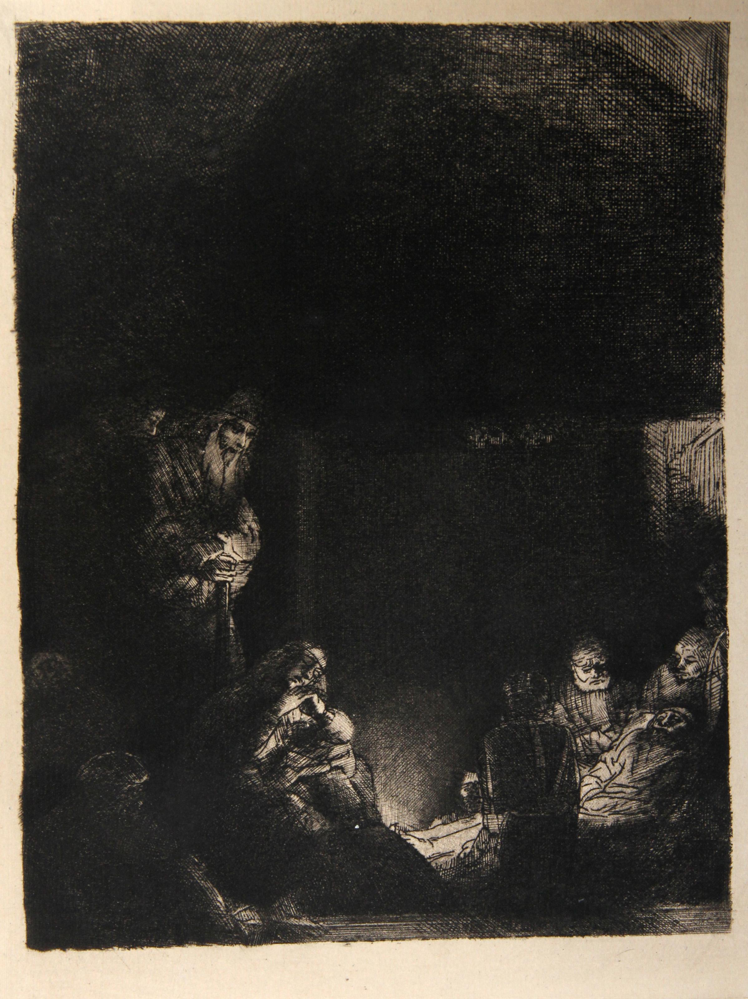 Rembrandt van Rijn Print - Jesus Christ Mis Au Tombeau (B86), Heliogravure on Laid Paper by Rembrandt