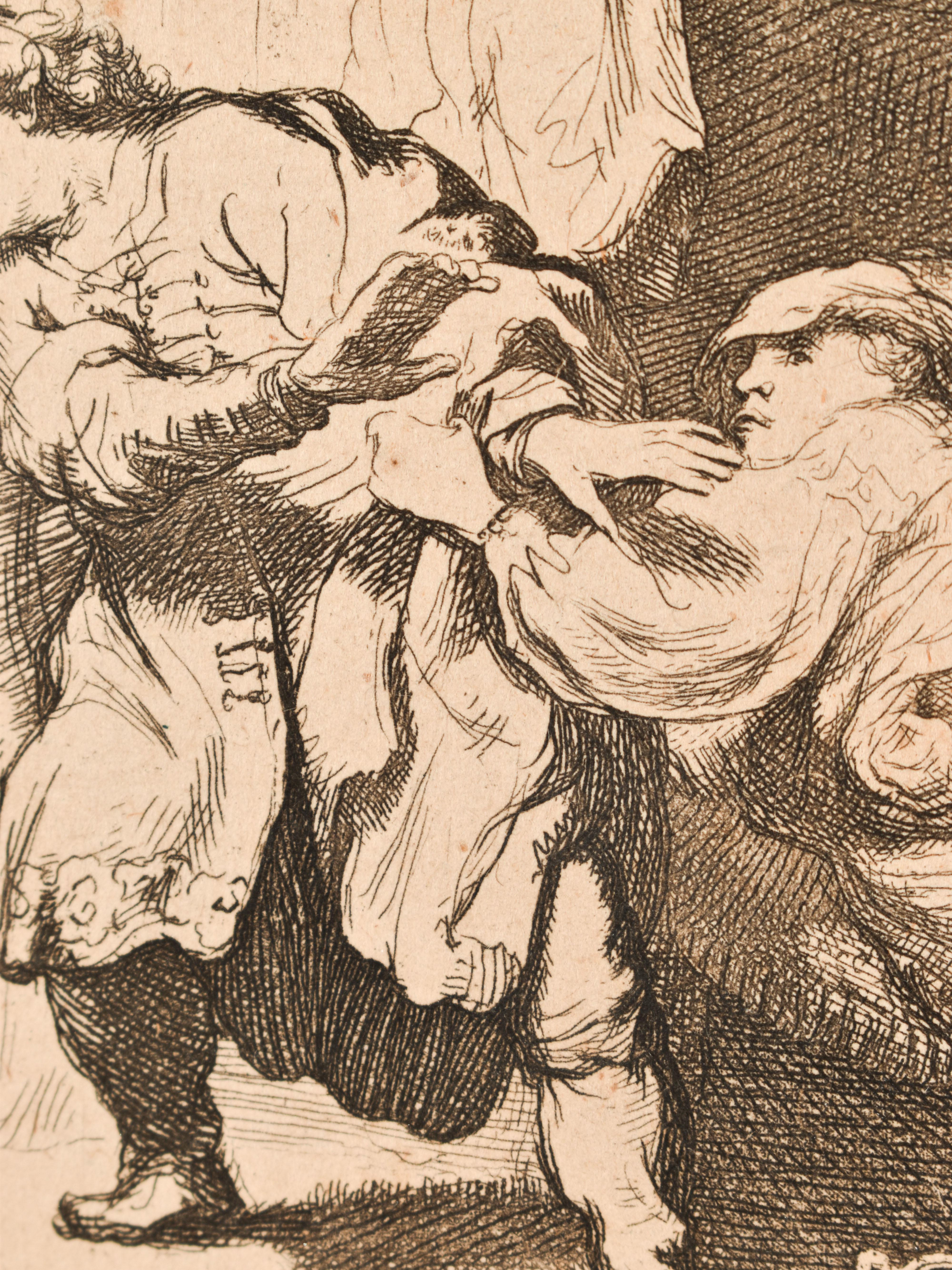 Joseph et sa femme Potiphar (1634) - Eau-forte de Rembrandt - Pays-Bas - 1634 en vente 2