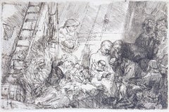 Antique La circoncision dans l'étable - Original Etching by Rembrandt - 1654