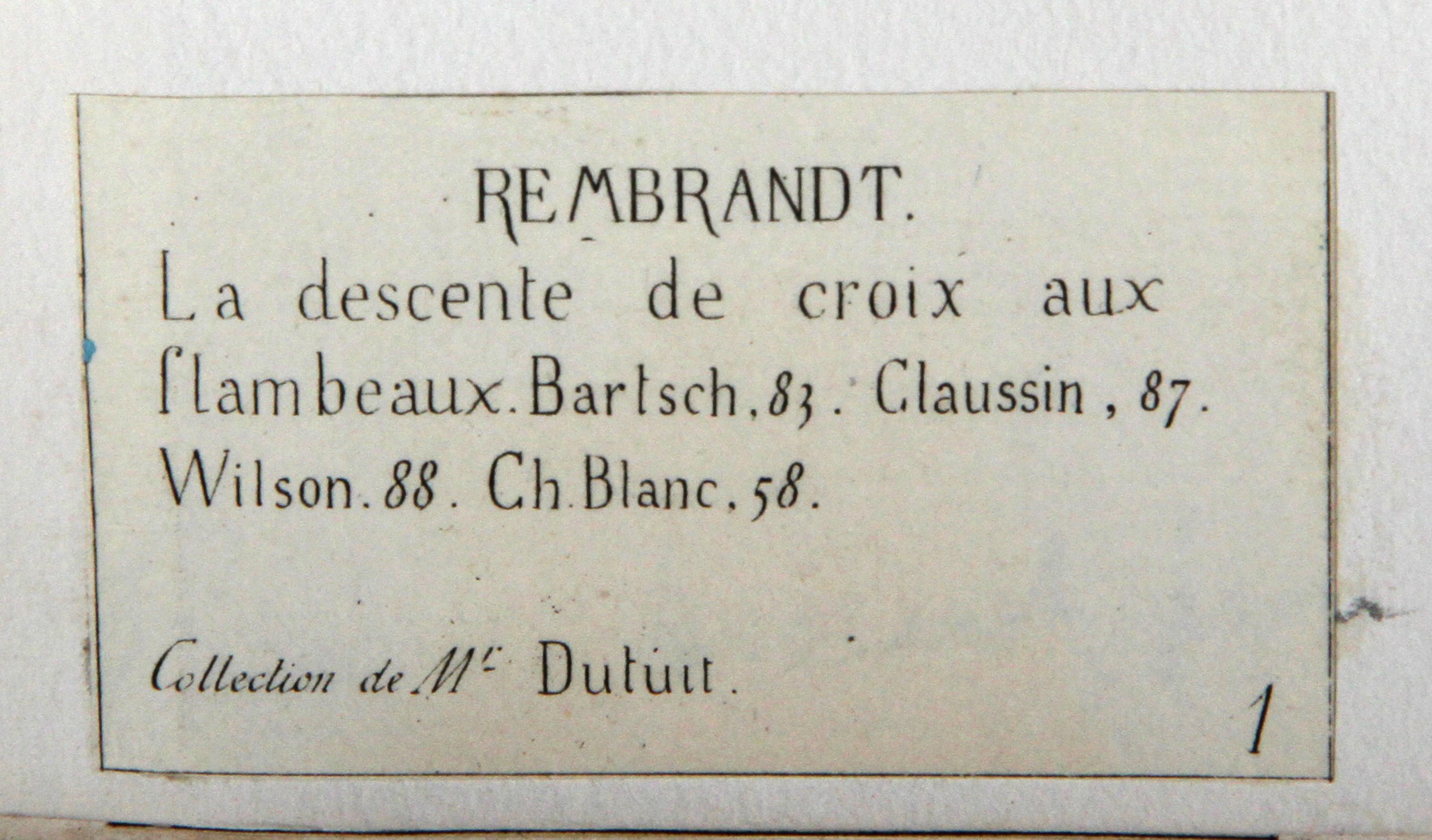 La Descente de Croix Aux Flambeaux (B280), Heliogravure by Rembrandt van Rijn For Sale 1