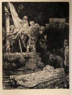 La Descente de Croix Aux Flambeaux (B280), Heliogravure by Rembrandt van Rijn