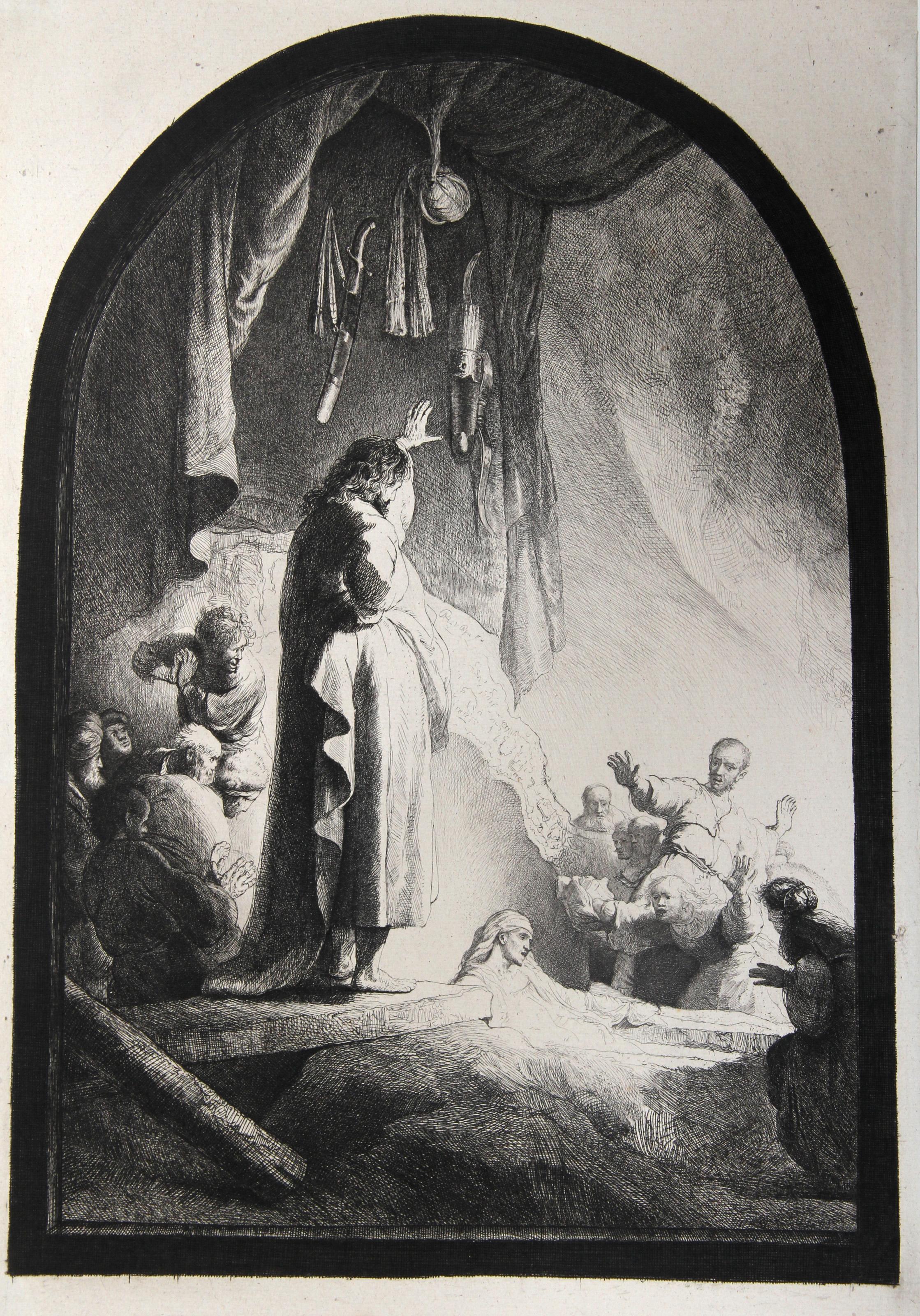 Rembrandt van Rijn Print – La Grande Resurrection de Lazare (B73), Heliogravur auf Büttenpapier von Rembrandt
