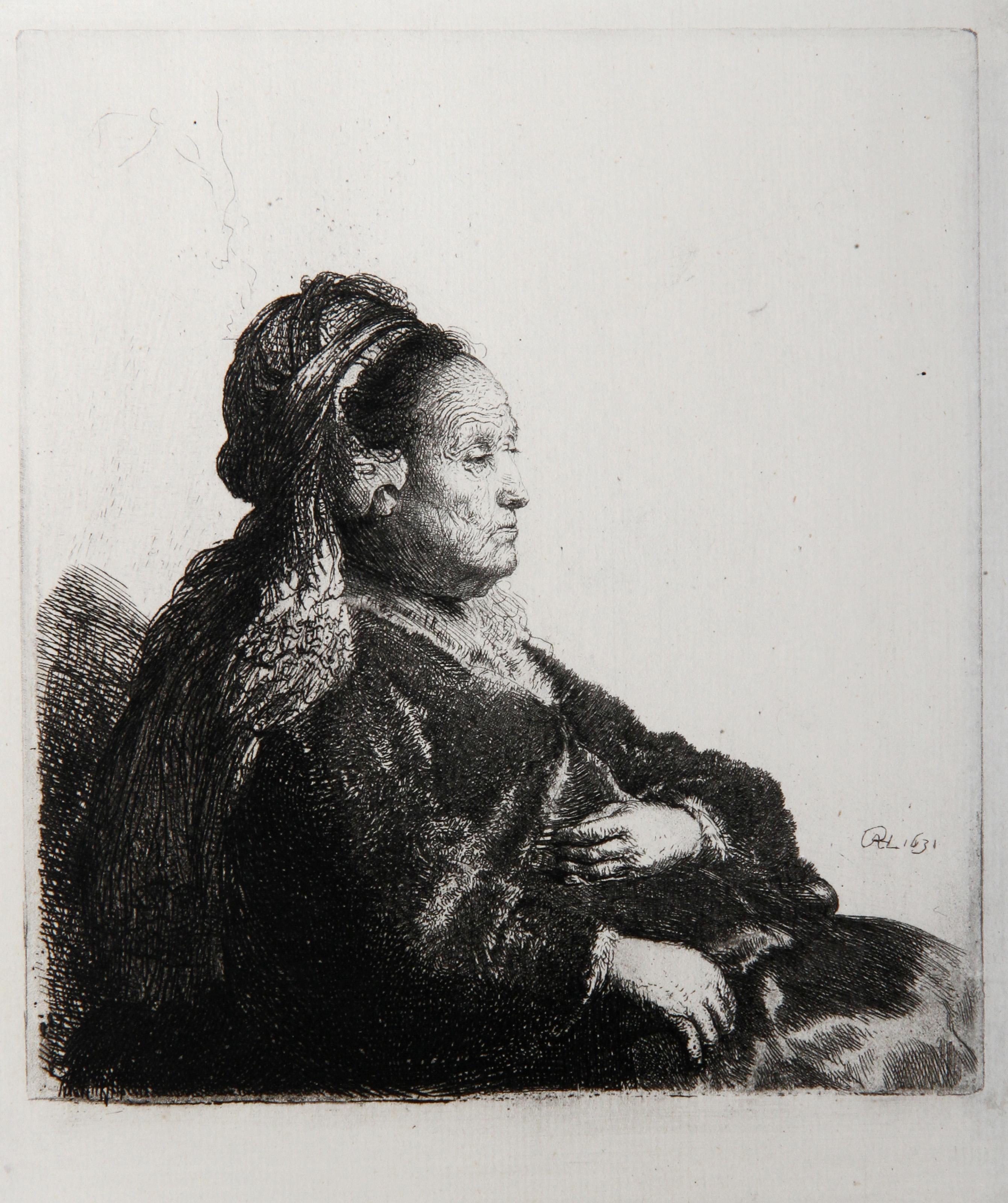 La Mere de Rembrandt au Bonnet de Dentelle (B343), Eliografia - Print di Rembrandt van Rijn